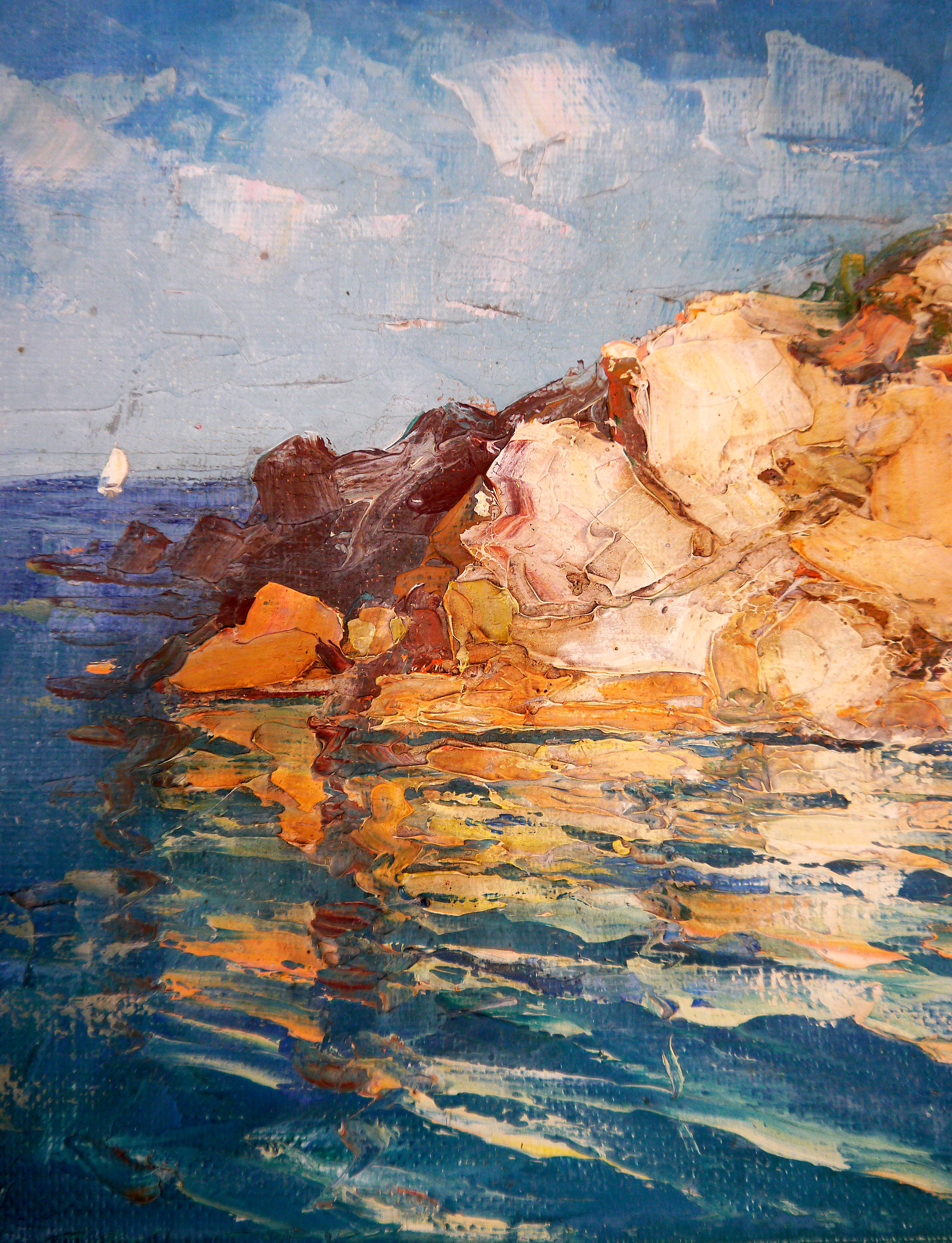 French school Seascape Provence Mediterranean Coastal Signed For Sale 3