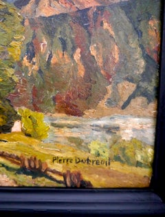 Escuela francesa SENSACIONAL Paisaje alpino, óleo Firmado