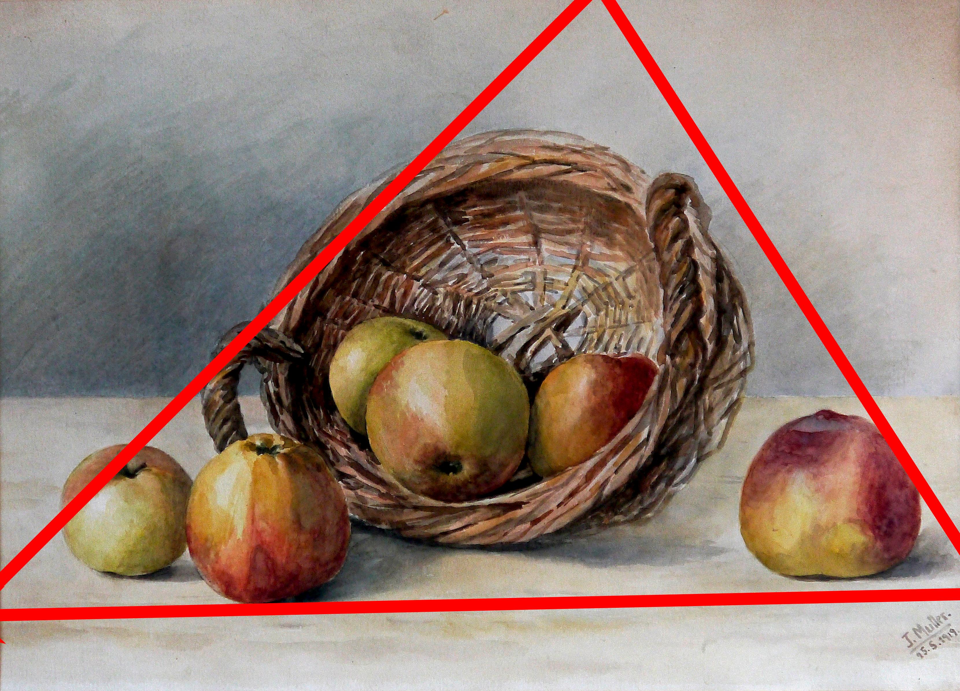 Natura morta di scuola francese - Cestino di mele - XX secolo Firmato AUC - Painting Impressionismo di French School Masters