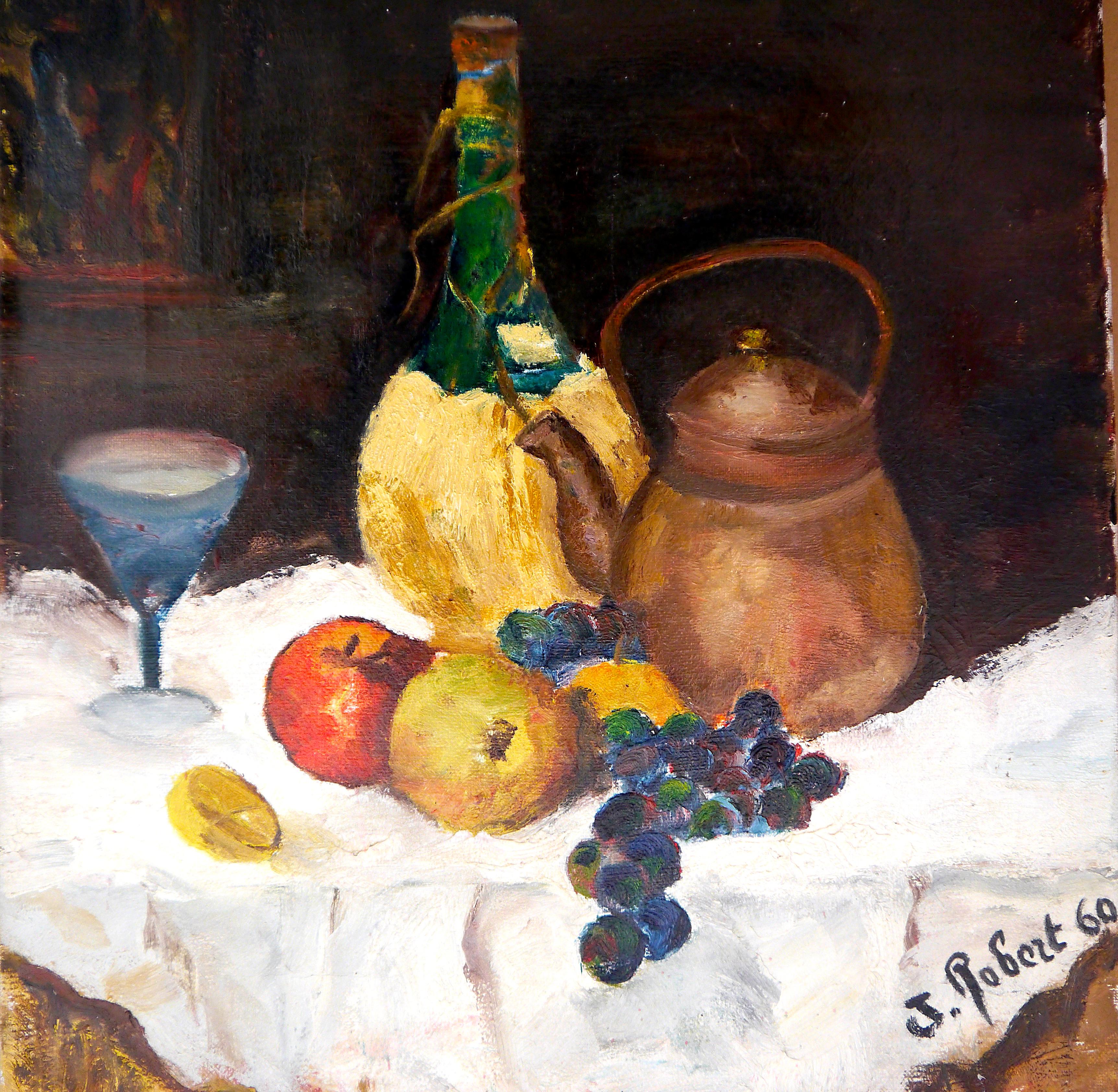 French school Still Life Oil painting Signed - Painting by French School Masters