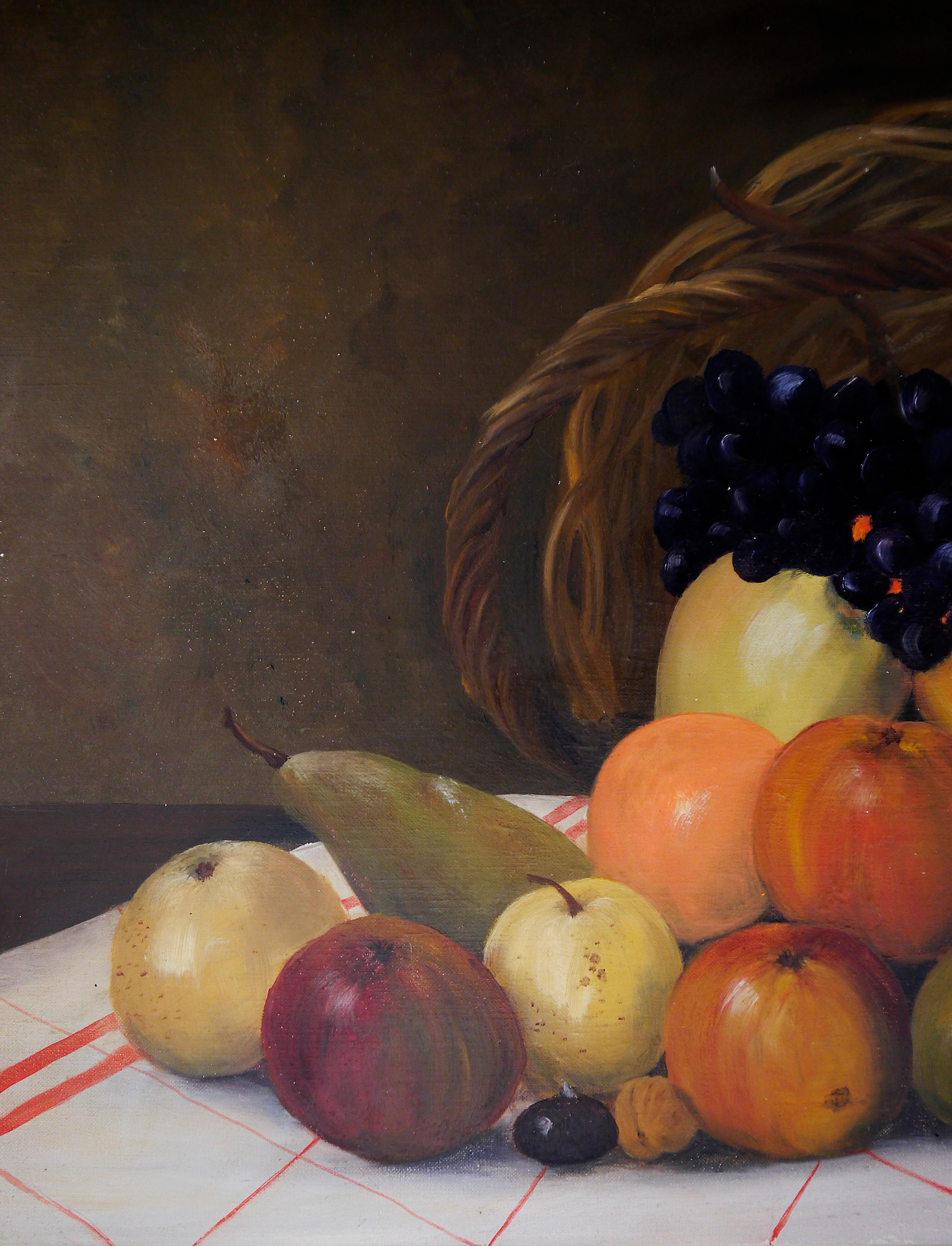 French school Still Life Oil painting Signed - Black Figurative Painting by French School Masters