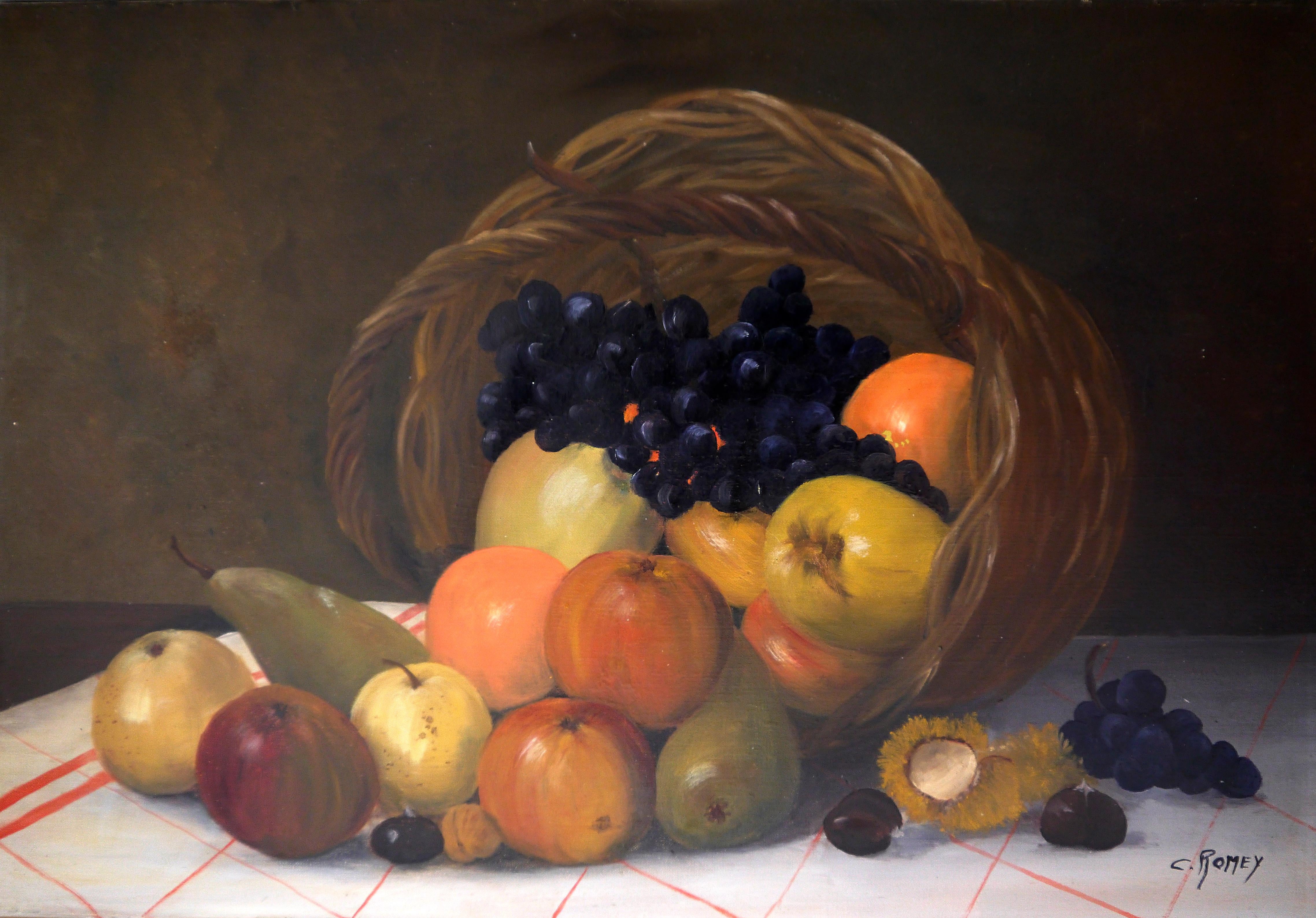 French school Still Life Oil painting Signed For Sale 1