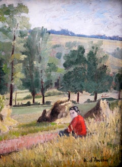 French school Summer in Normandy oil painting Signed