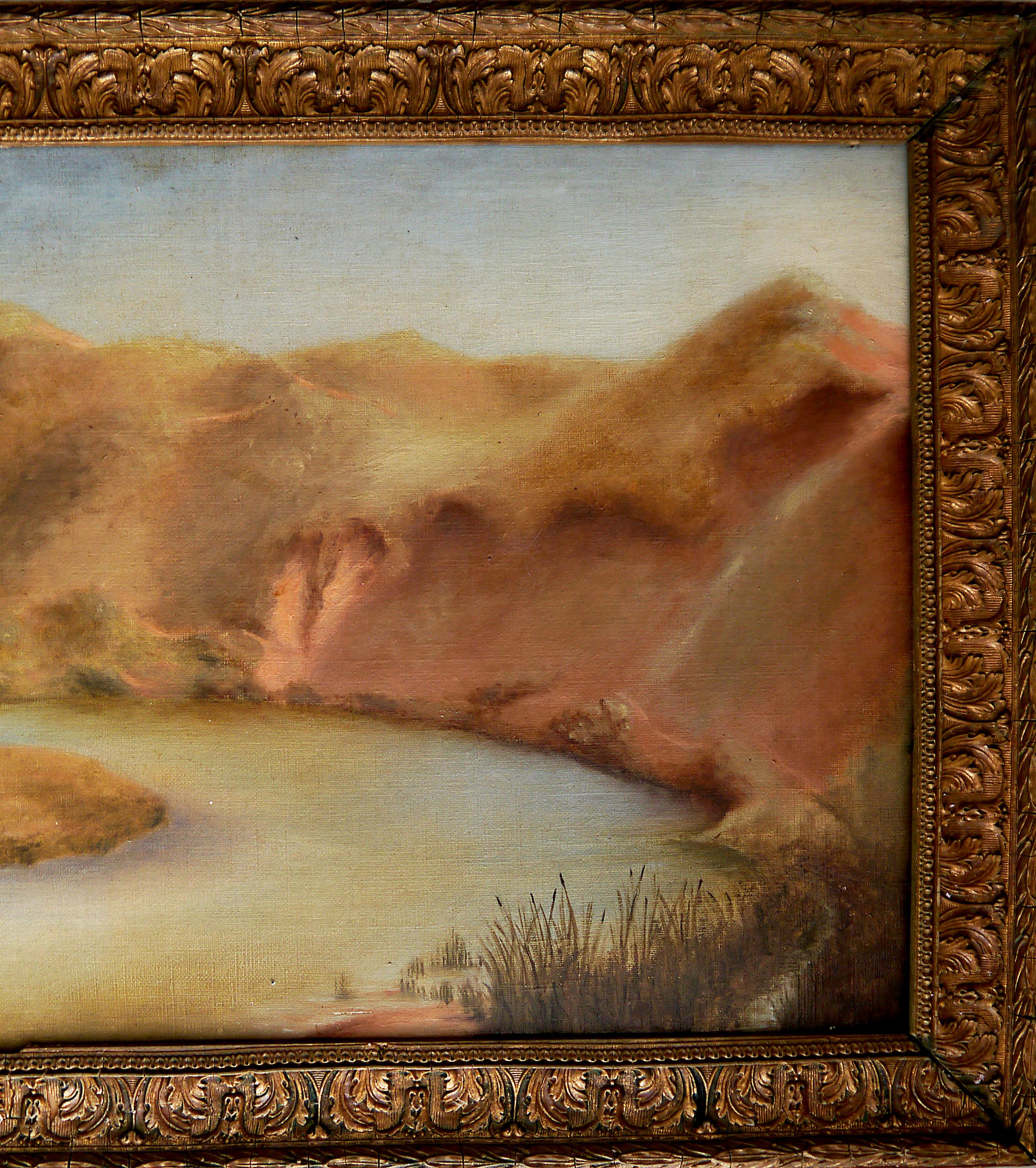 French school The River Oil painting Signed For Sale 2