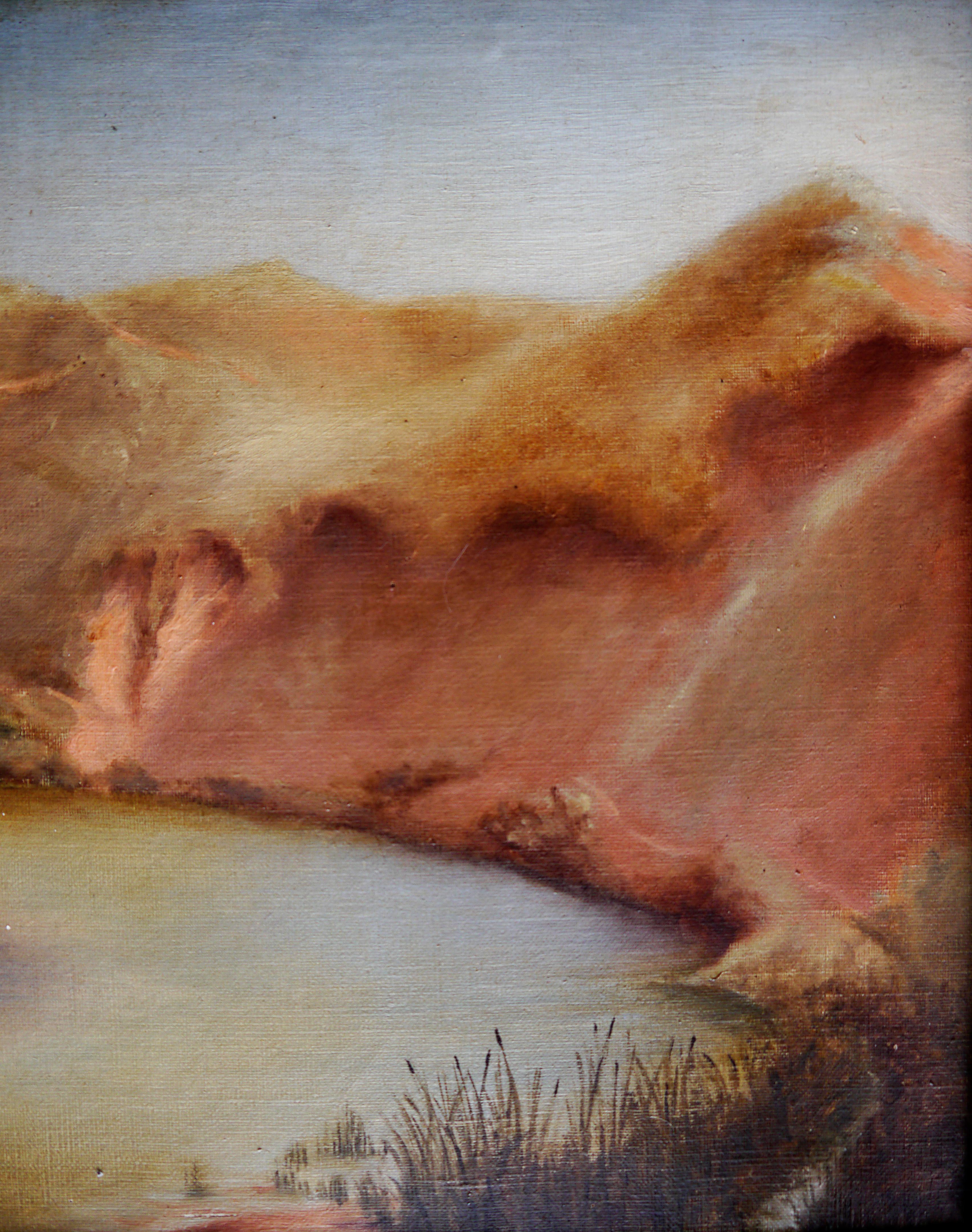 French school The River Oil painting Signed For Sale 3