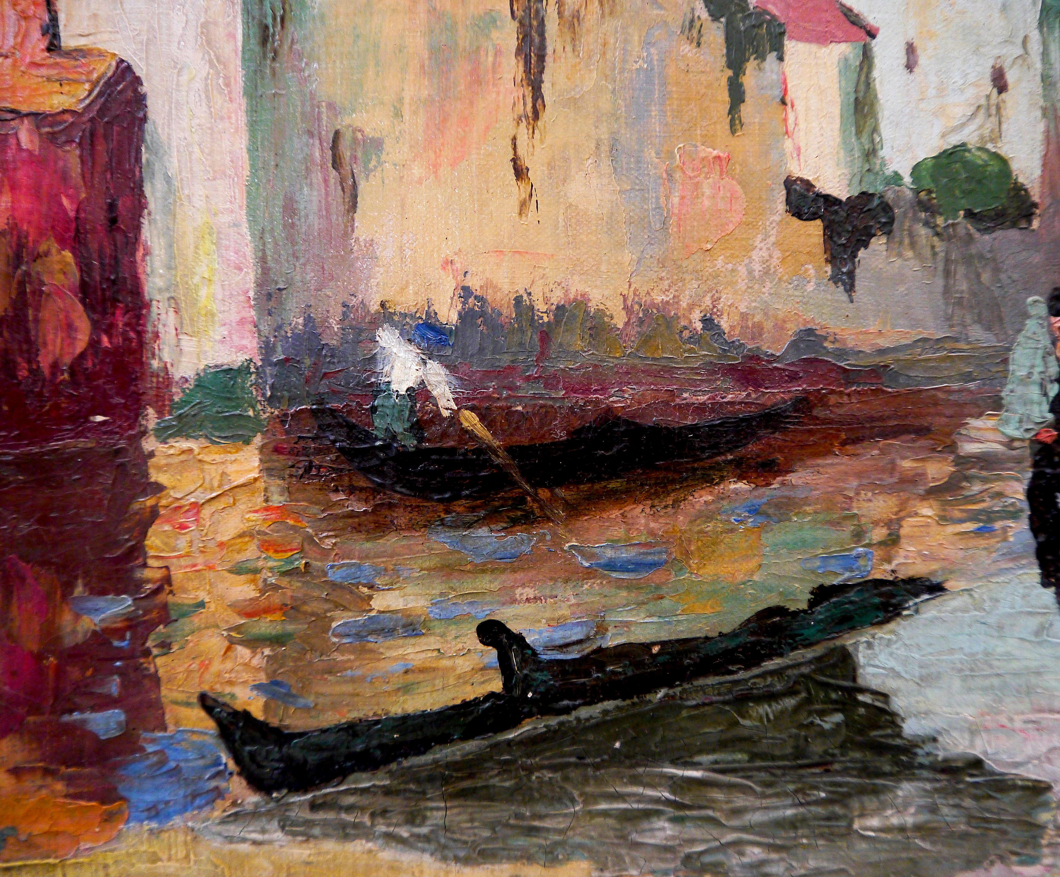 Französische Schule Lebendige Venedig-Szene Signiert im Angebot 5