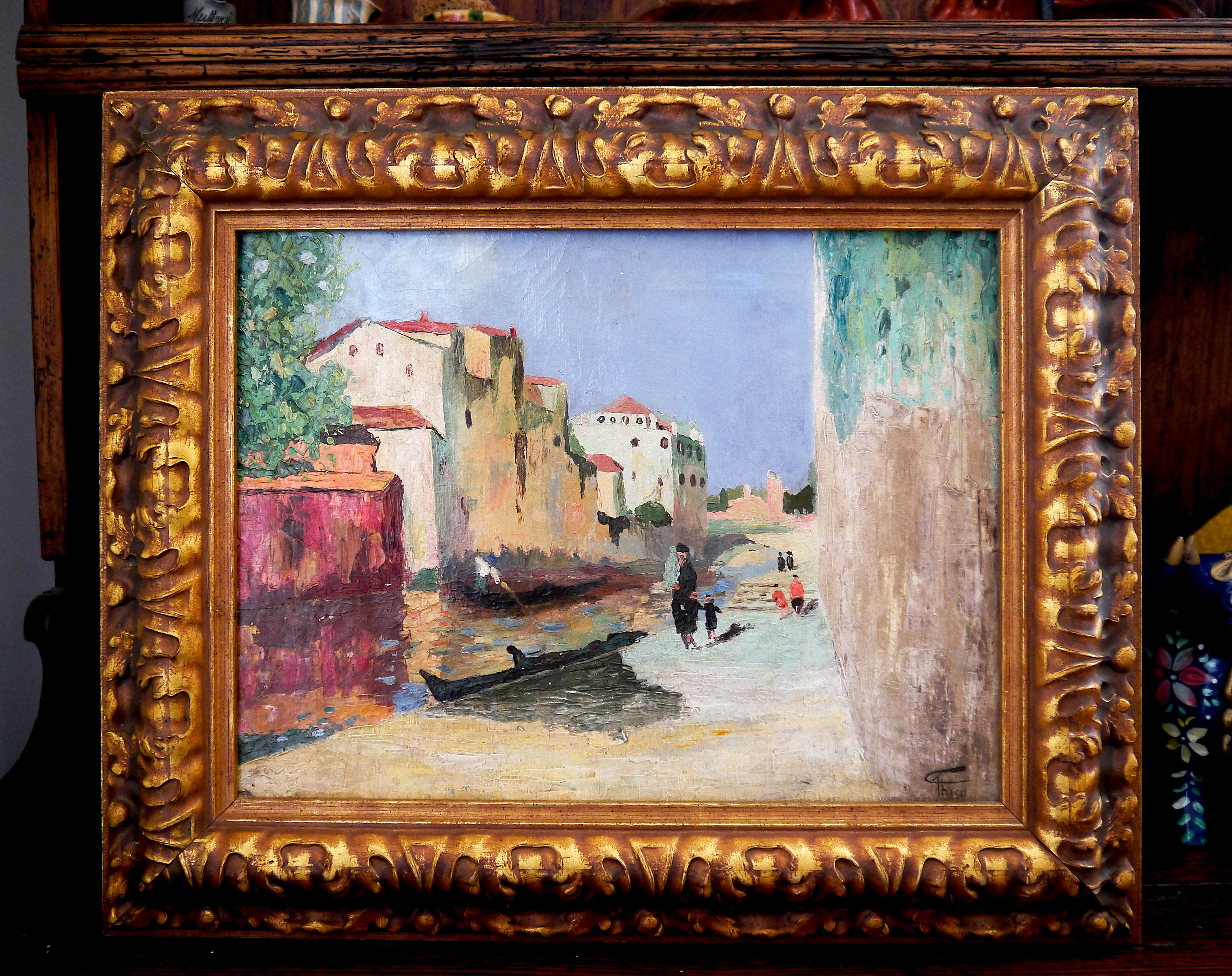 Französische Schule Lebendige Venedig-Szene Signiert im Angebot 6