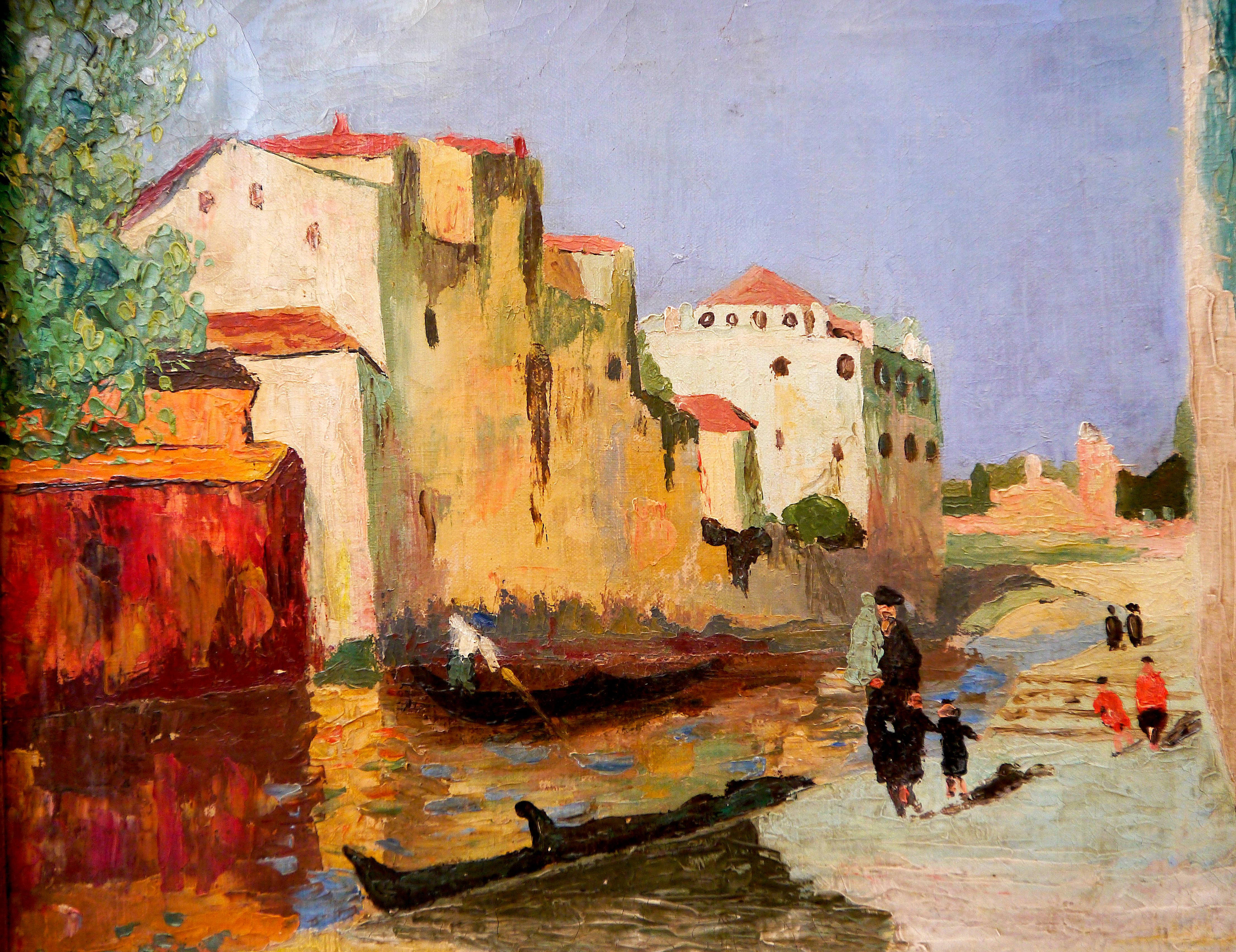 Französische Schule Lebendige Venedig-Szene Signiert im Angebot 4