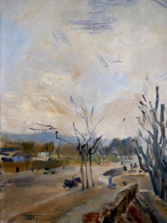 German School Landschaft Flussszene Signiertes Ölgemälde