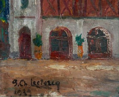 Rare French school Landscape village, oil painting Signed 1939