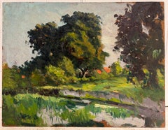 Journée d'été au Greene & Greene Peinture impressionniste française de paysage au bord d'une rivière