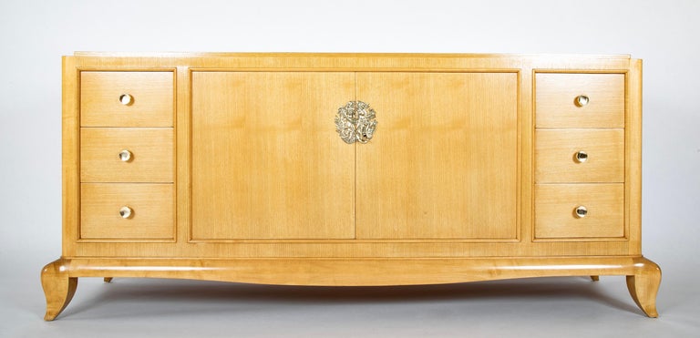 French School of Arbus Credenza in Light Wood with Adam & Eve Medallion French School of Arbus Credenza in Light Wood with Adam & Eve Medallion