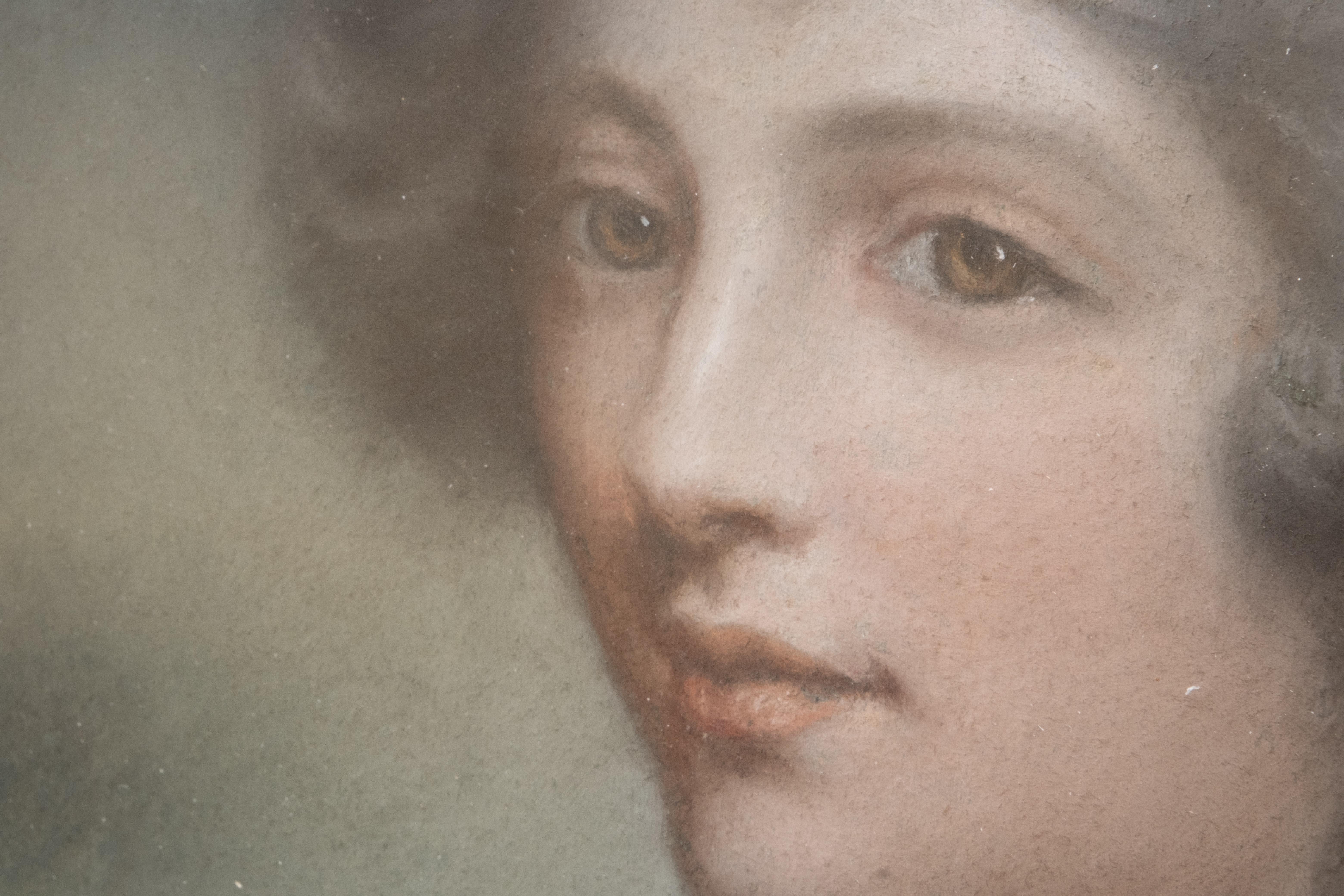 Dipinto a mano Scuola francese di Jean-Baptiste Greuze - Pittura a pastello in vendita
