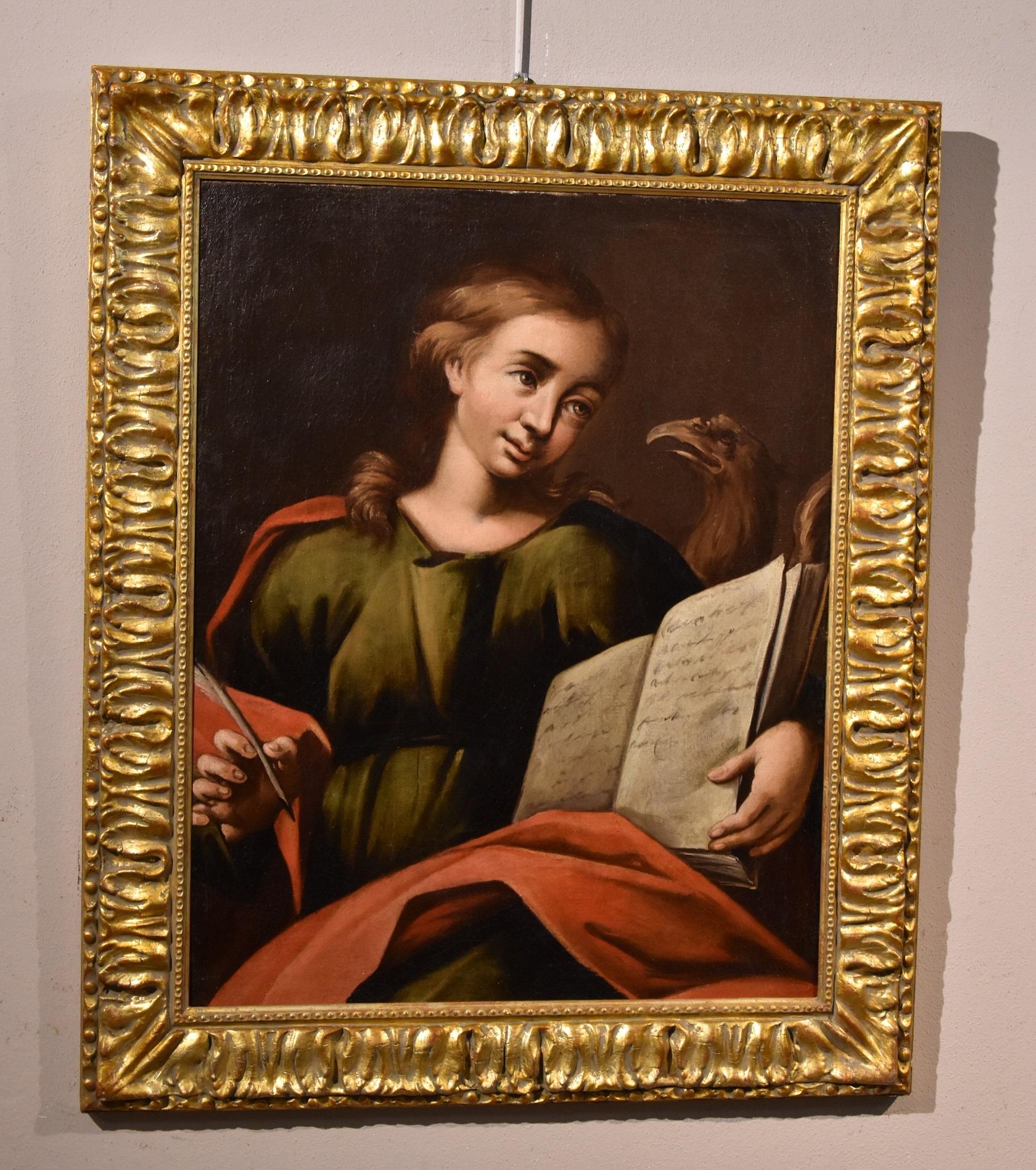 Saint John Evangelist Paint Oil on canvas Old master 18th Century French School  For Sale 2