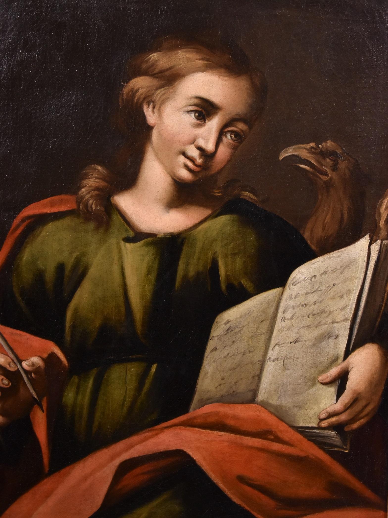 Saint John Evangelist Paint Oil on canvas Old master 18th Century French School  For Sale 1