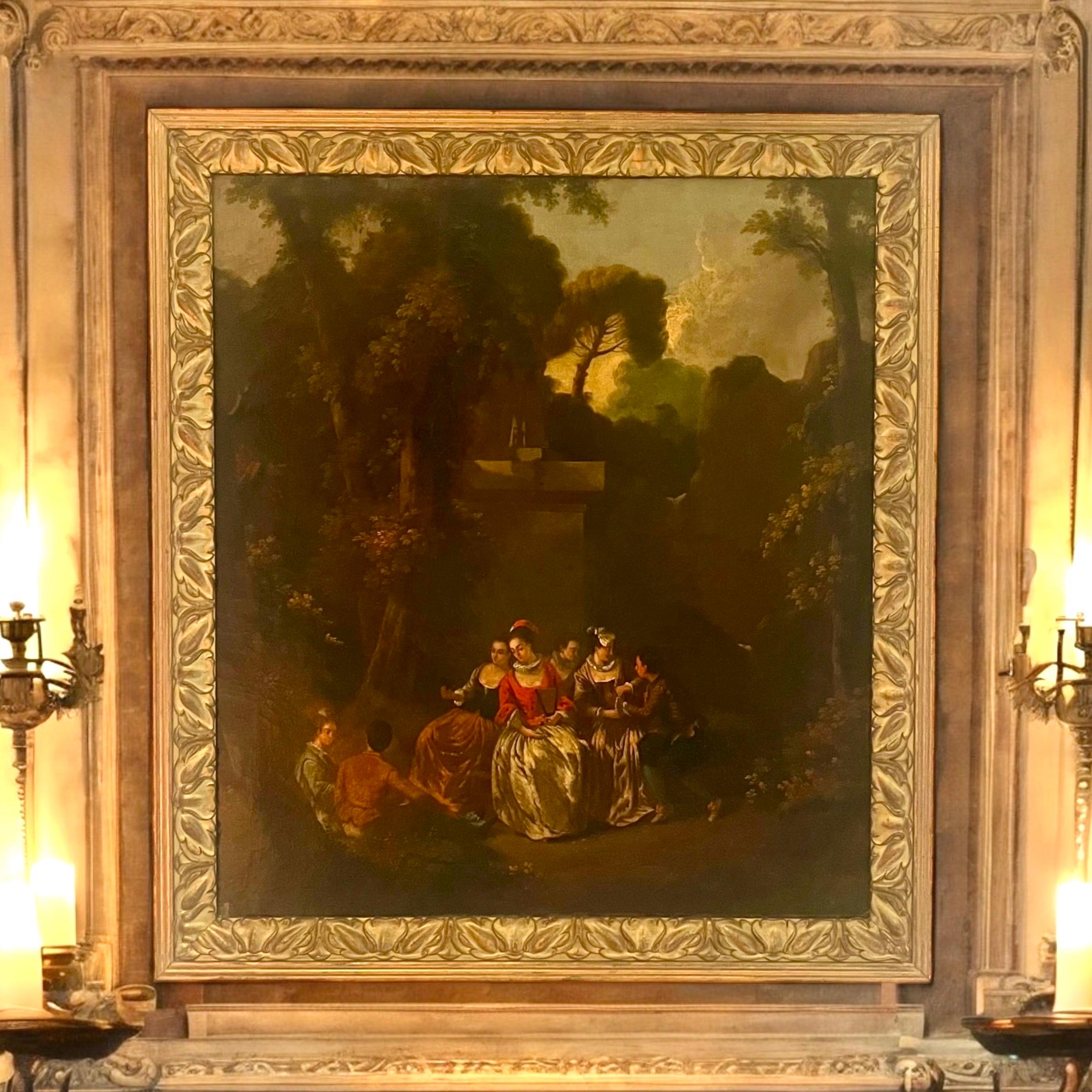 Óleo sobre lienzo de la Escuela Francesa XVIII Escena galante Estilo de François BOUCHER 4