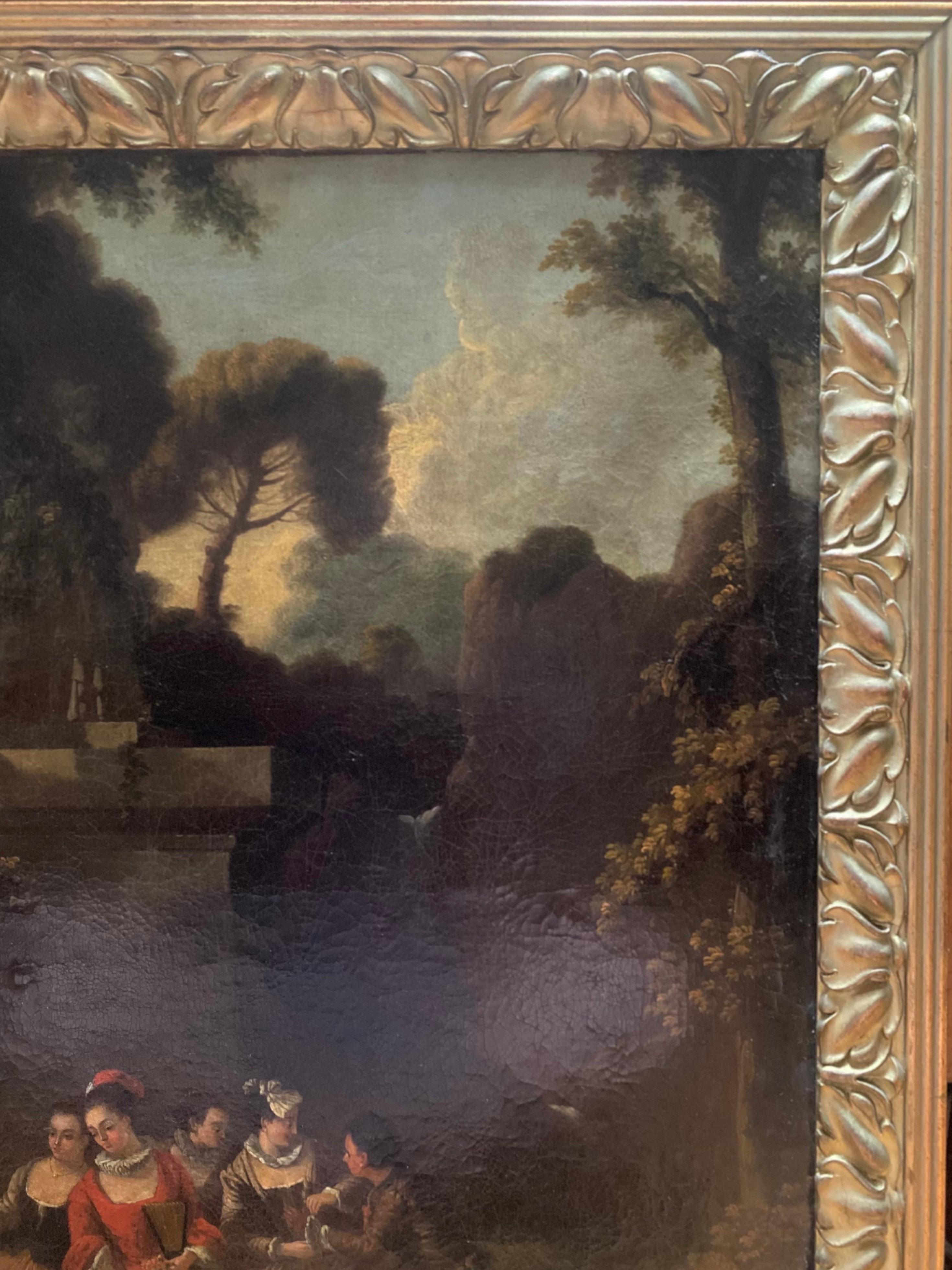 Óleo sobre lienzo de la Escuela Francesa XVIII Escena galante Estilo de François BOUCHER siglo XVIII y antes