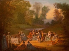 French School, Oil on Canvas Banquet Scene, circa 1800