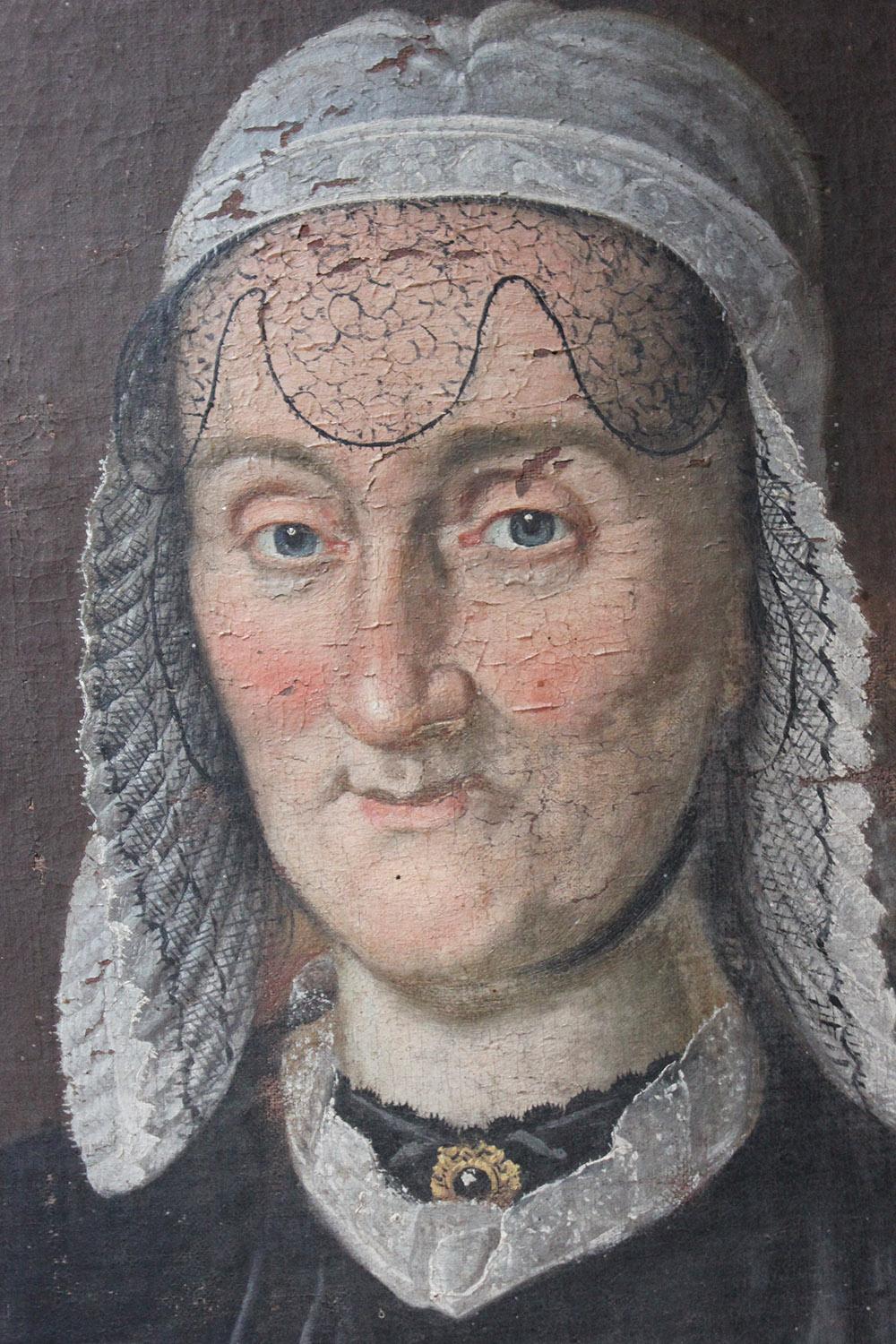 French School Oil on Canvas Laid to Board Portrait of a Noble Lady, circa 1800 2