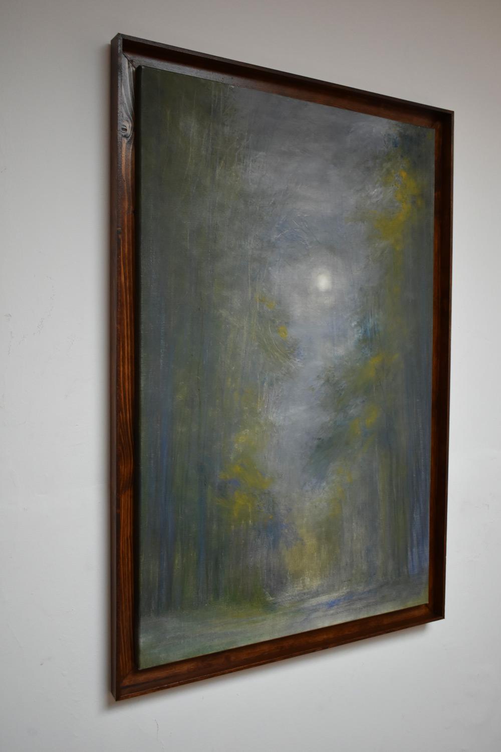 French school oil on canvas representing a forest at night, XXth c.  French sch In Excellent Condition For Sale In Lisboa, PT