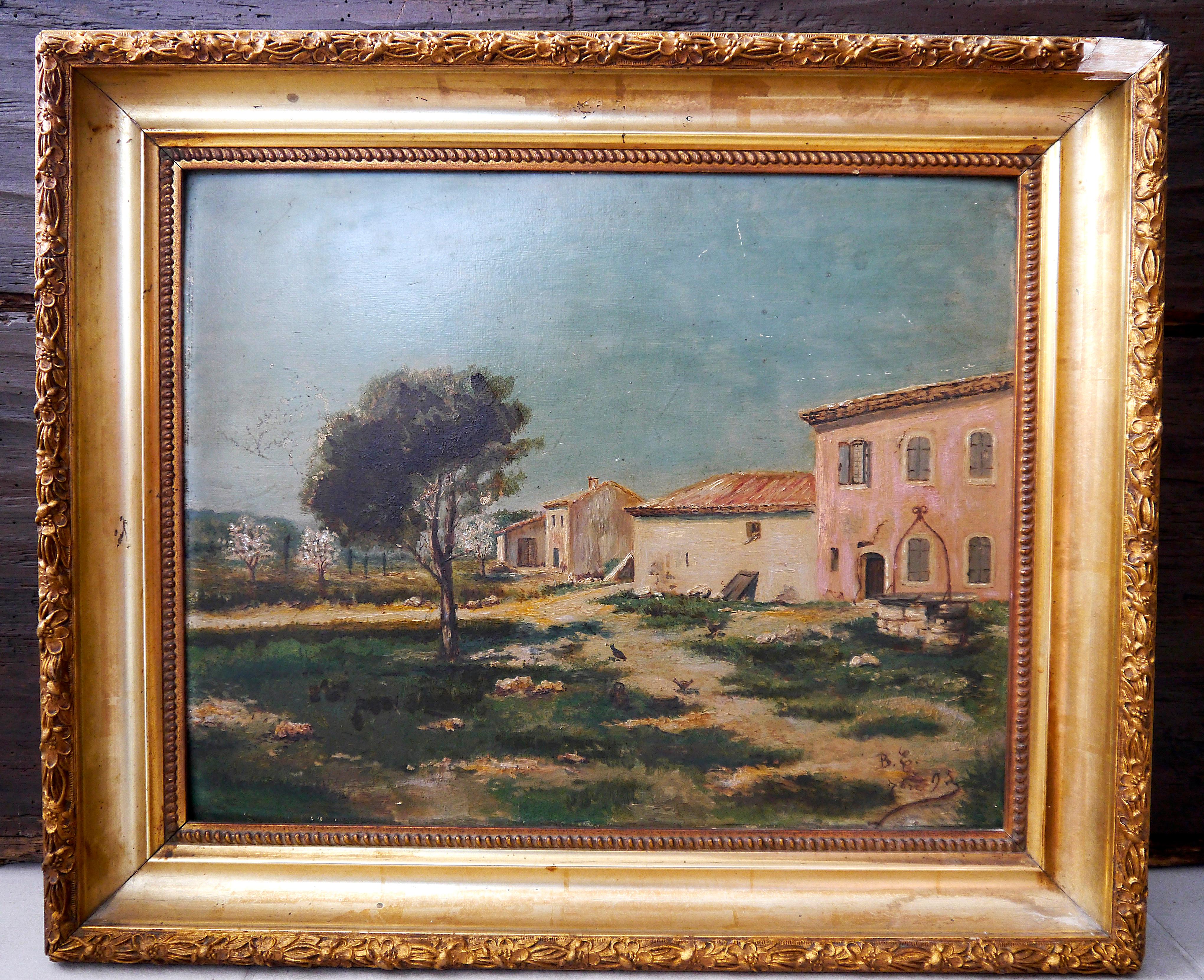 French Post Impressionist Oil painting Signed Provence Barn 5