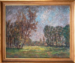 Siglo XX Paisaje impresionista francés Pintura al óleo Firmada  1915 - 20s