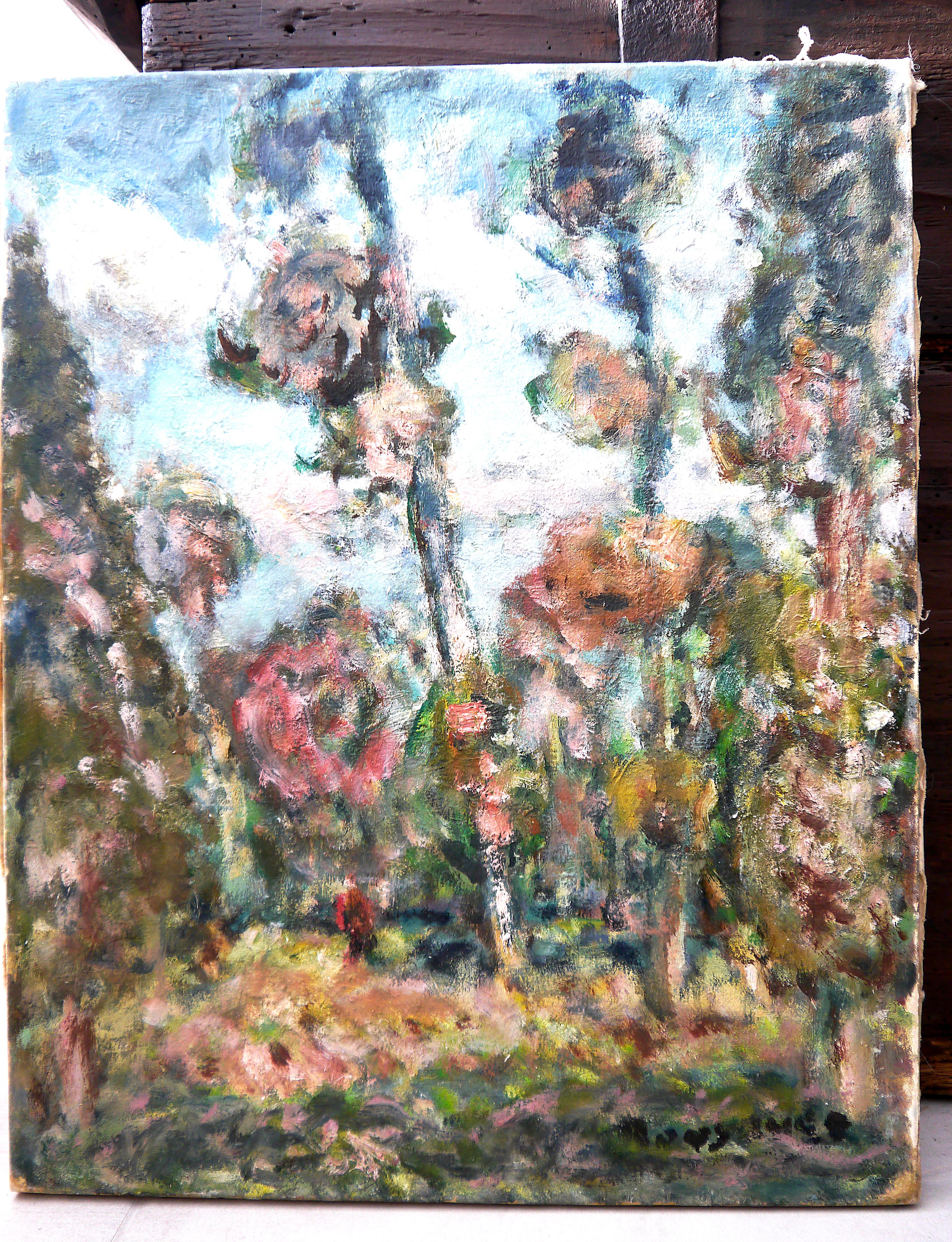 20th Century French  Forest Landscape Oil painting Signed  For Sale 1