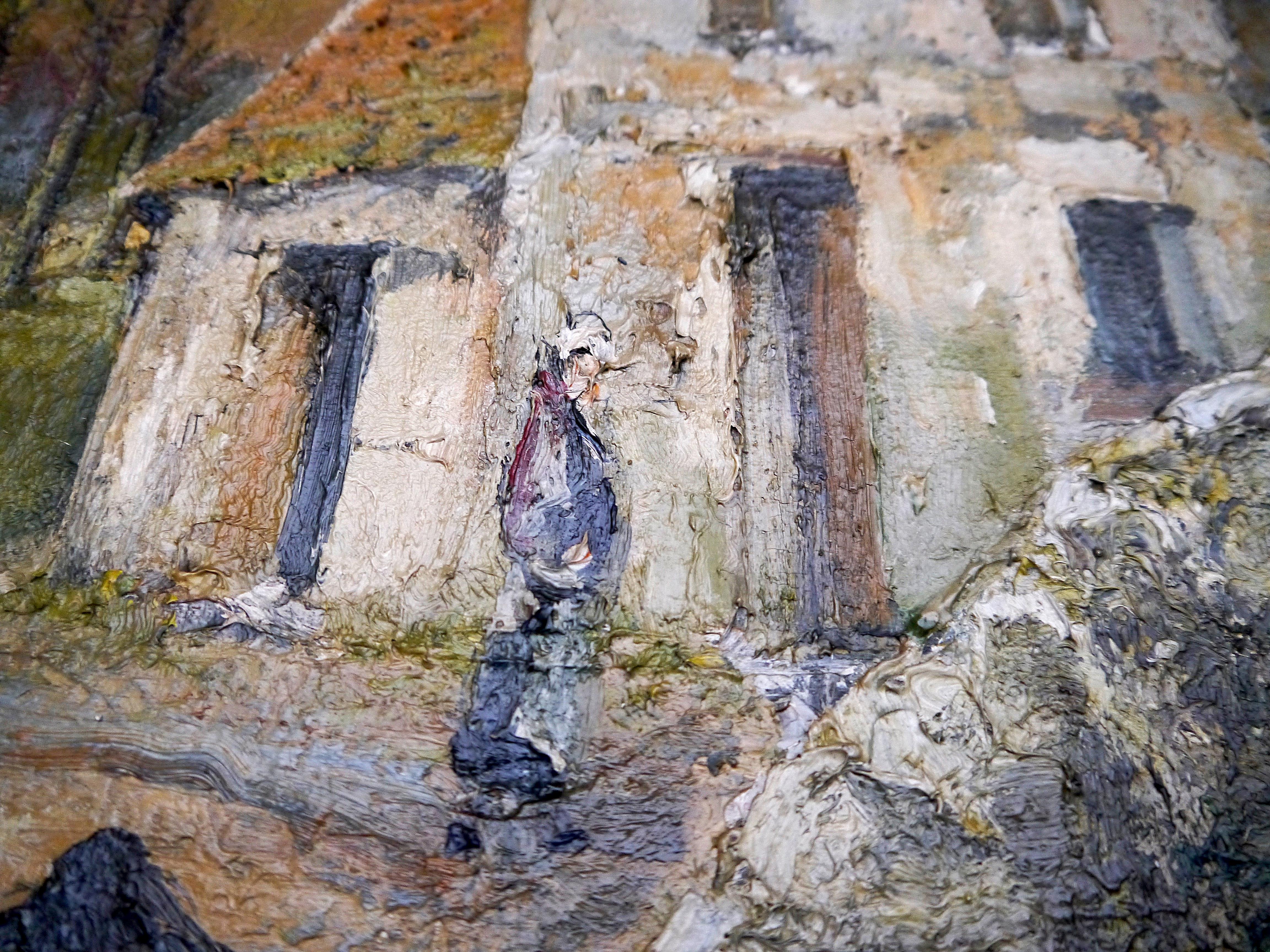 20° secolo Impressionista francese Casa paesaggio Pittura ad olio firmata 6