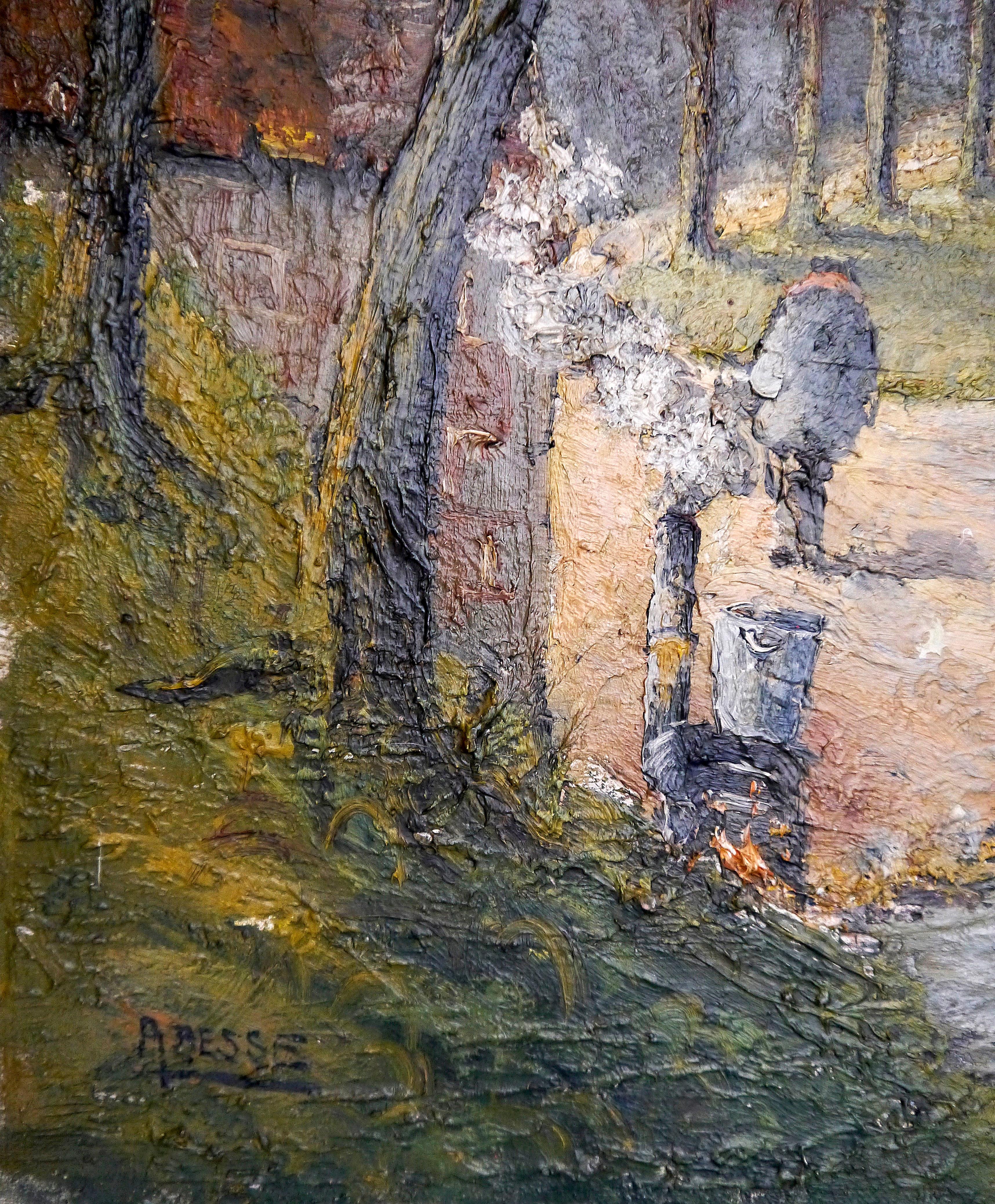 20° secolo Impressionista francese Casa paesaggio Pittura ad olio firmata 3