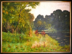 20th Century Belgian Post Impressionism Landscape Oil painting Signed 