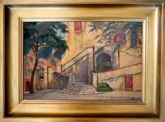 Vintage 20th Century French Post Impressionism Provence Oil painting Signed  1938 
