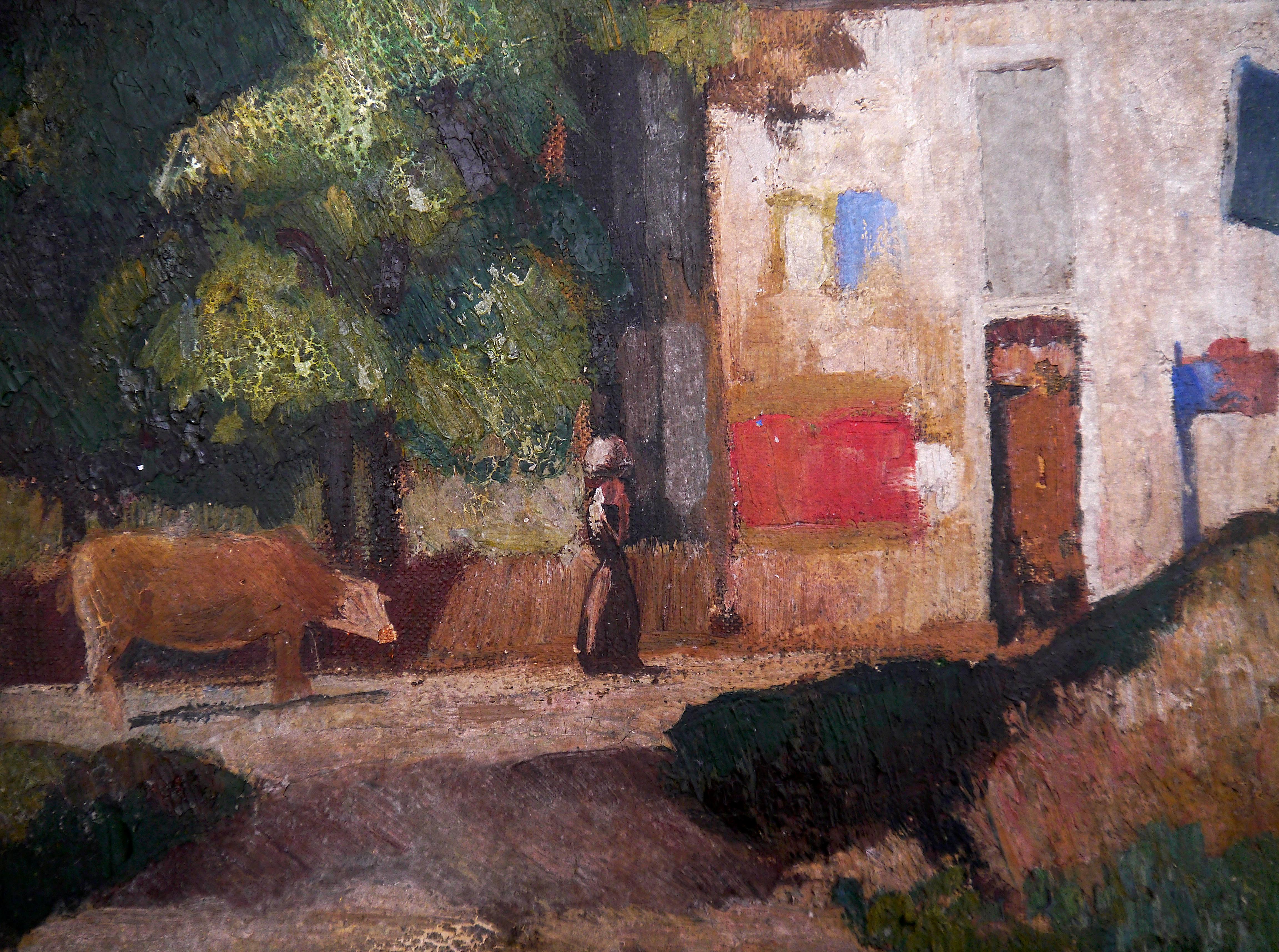 20th Century French Post Impressionism Provence scene Oil painting Signed  1
