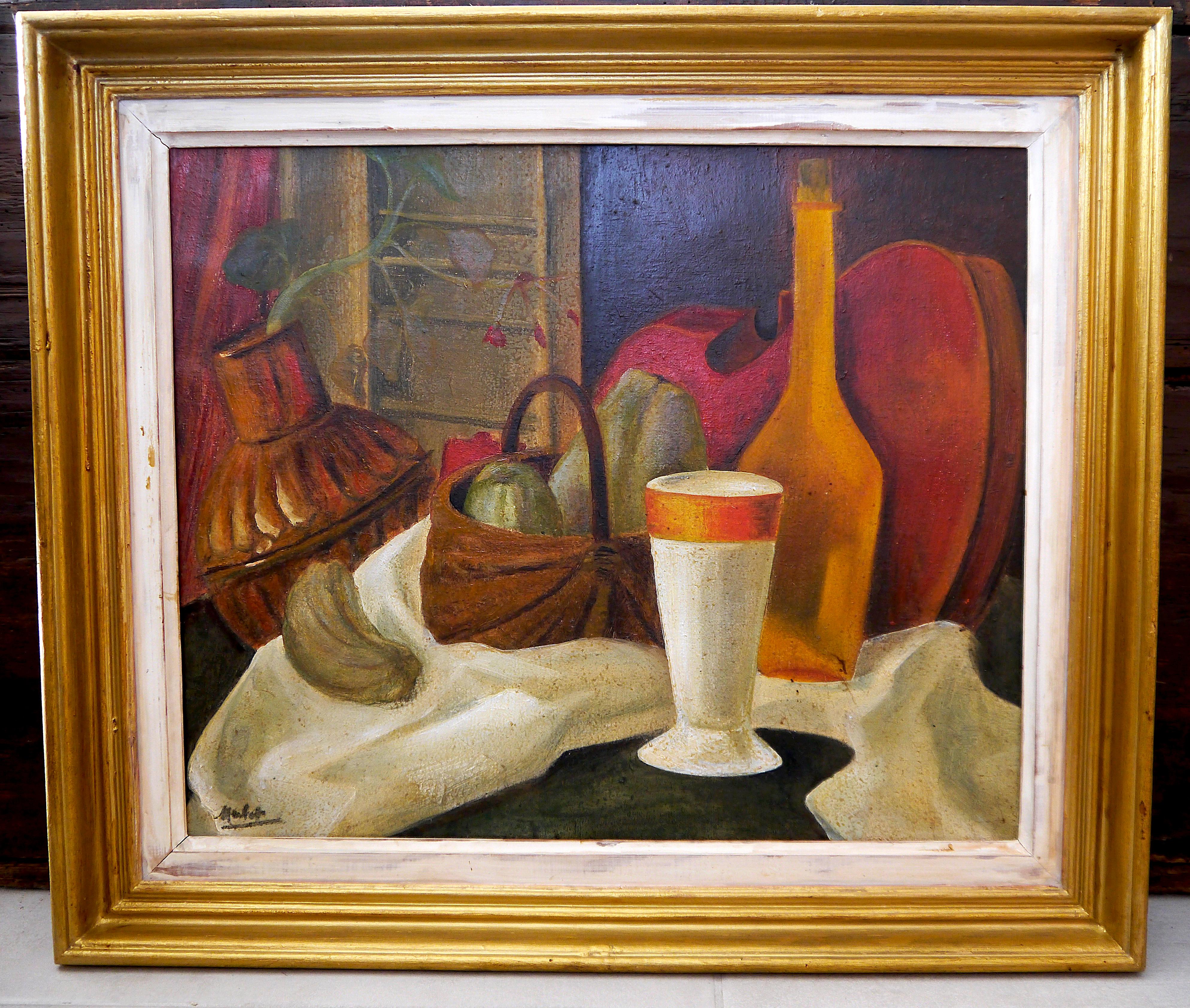 20th Century French Post Impressionism Still life Oil painting Signed  For Sale 2