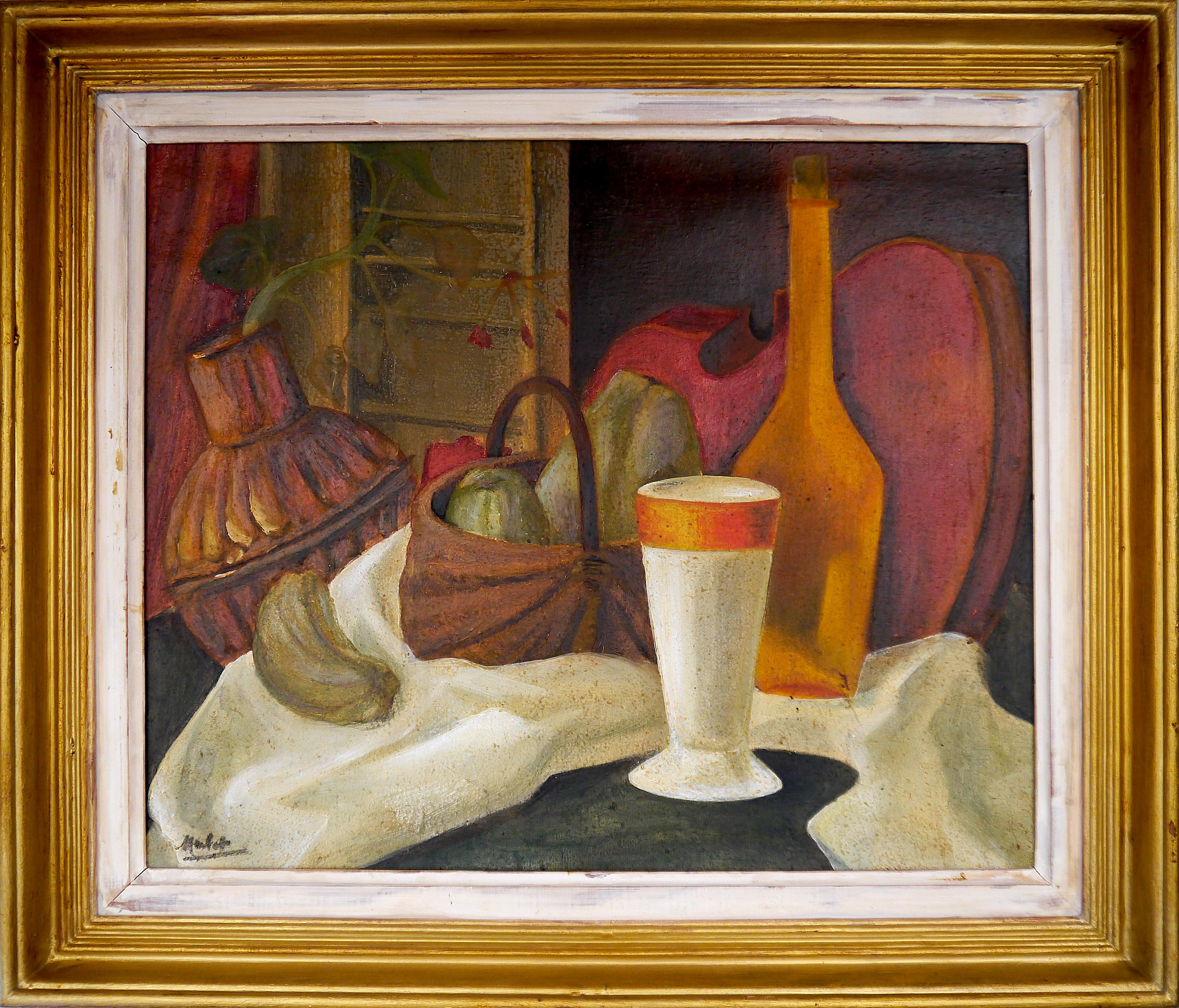 20th Century French Post Impressionism Still life Oil painting Signed 