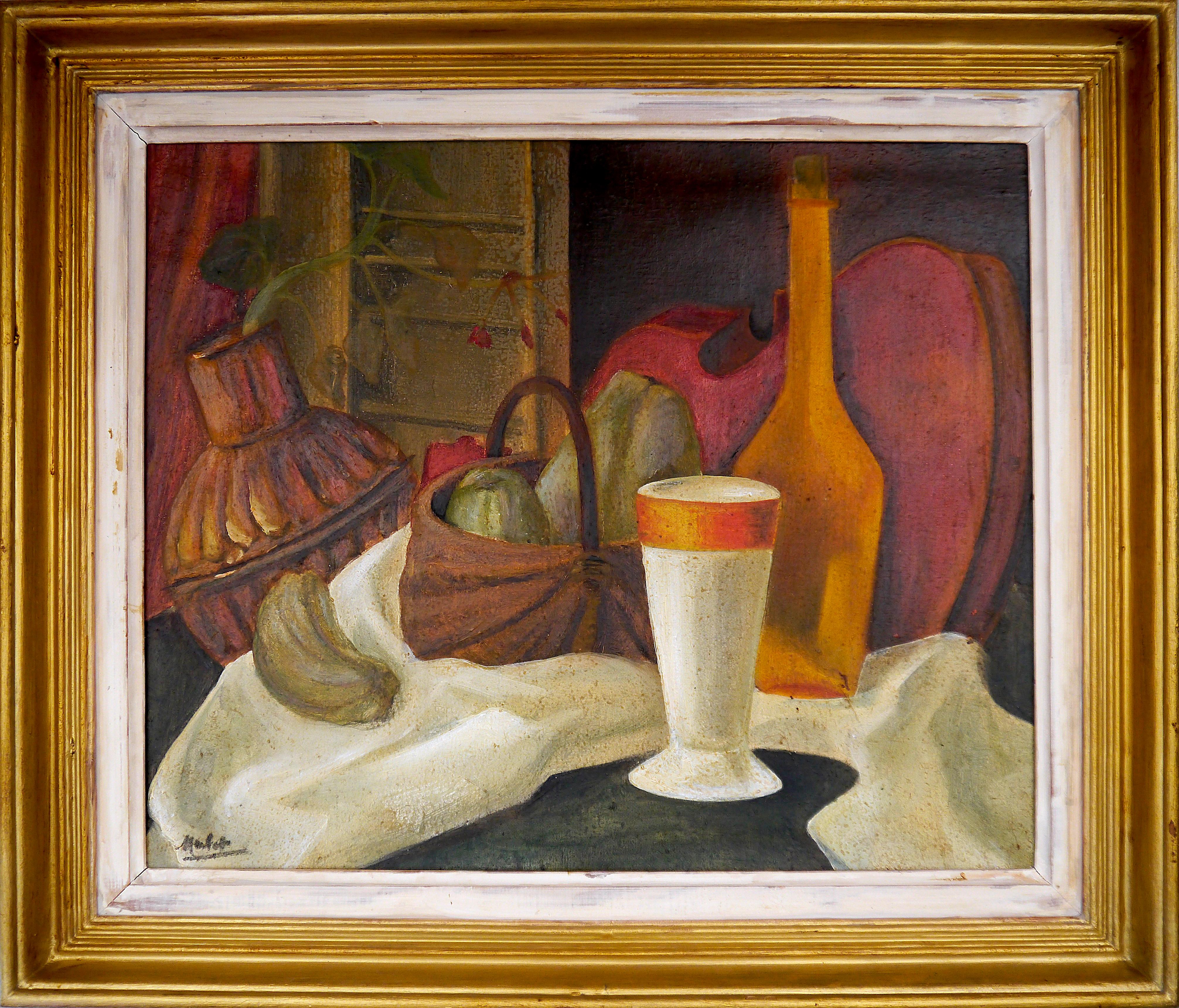20° Secolo Francese Post Impressionismo Natura morta Pittura ad olio Firmata