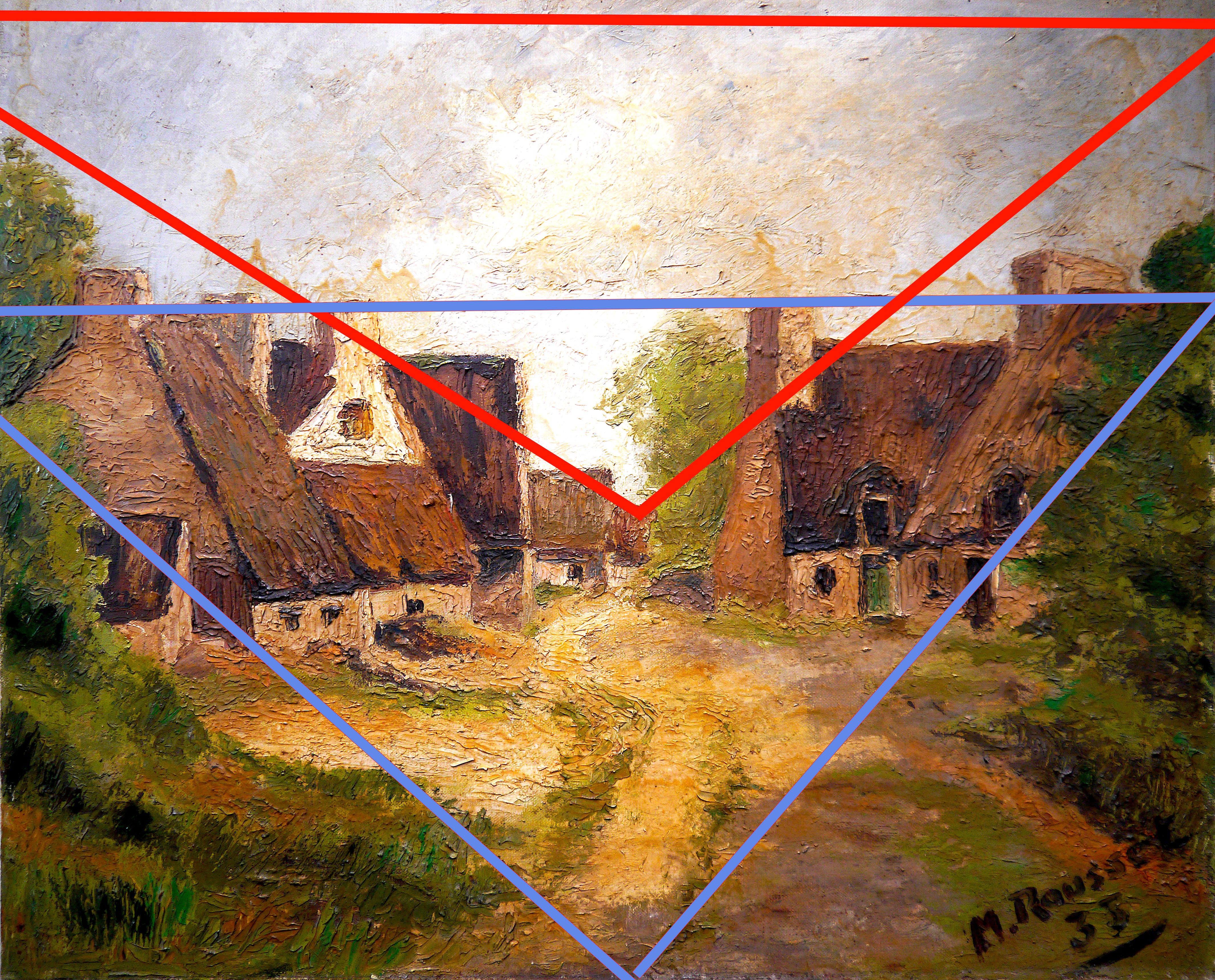20th Century French Post Impressionist Barn Brittany landscape Oil  Signed 4