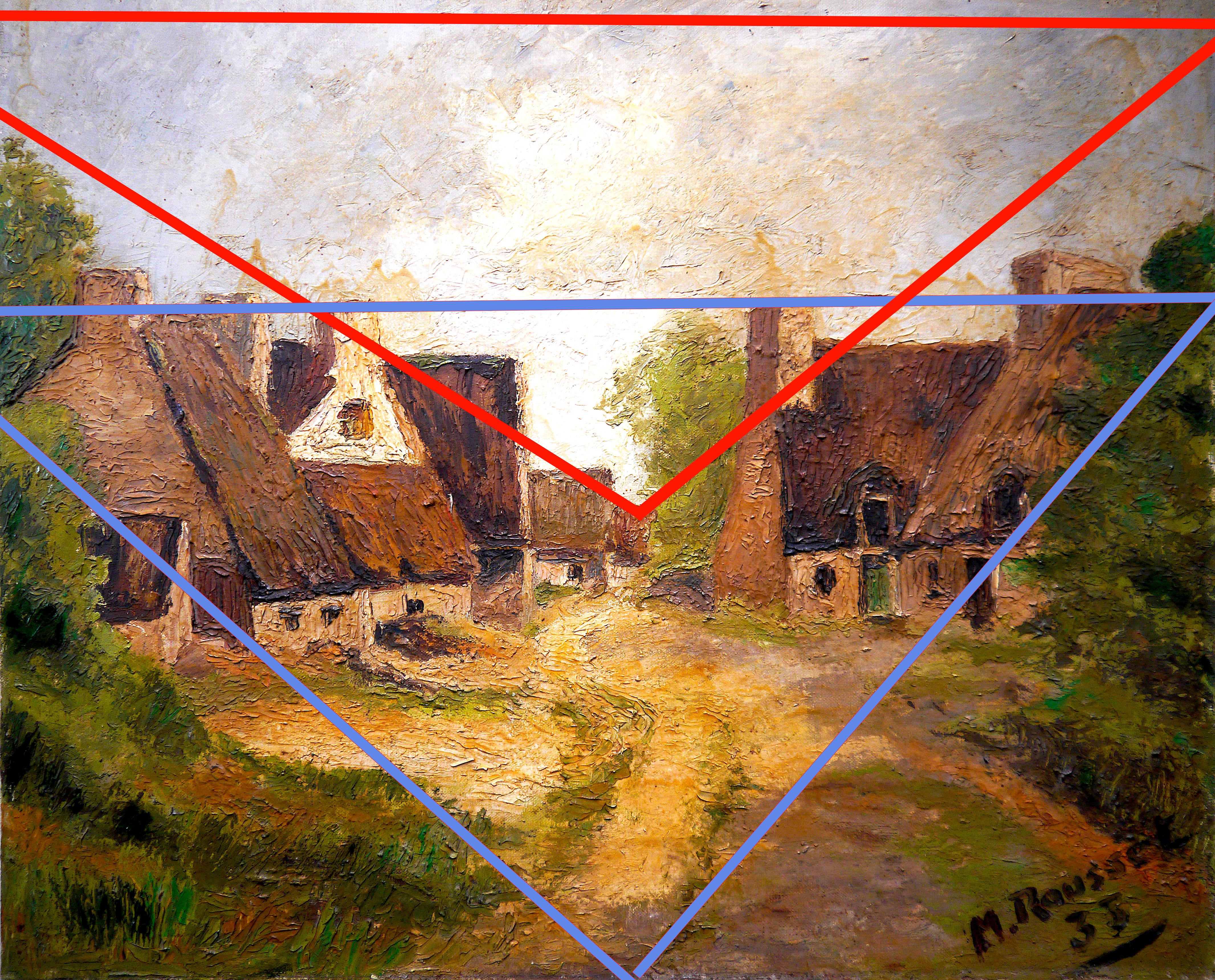 20th Century French Post Impressionist Barn Brittany landscape Oil  Signed  4