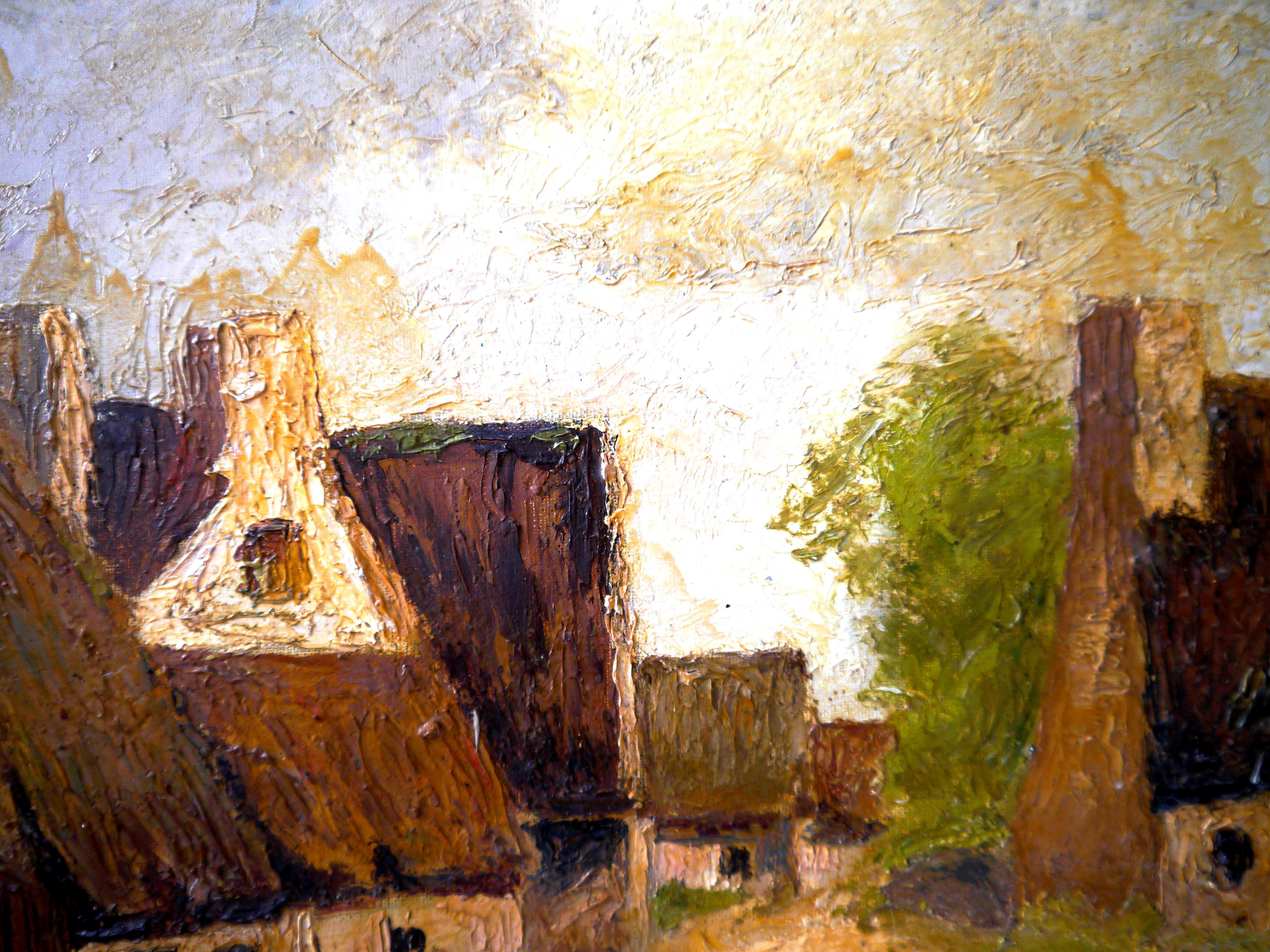 20th Century French Post Impressionist Barn Brittany landscape Oil  Signed  7