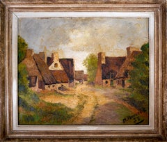 20th Century French Post Impressionist Barn Brittany landscape Oil  Signed
