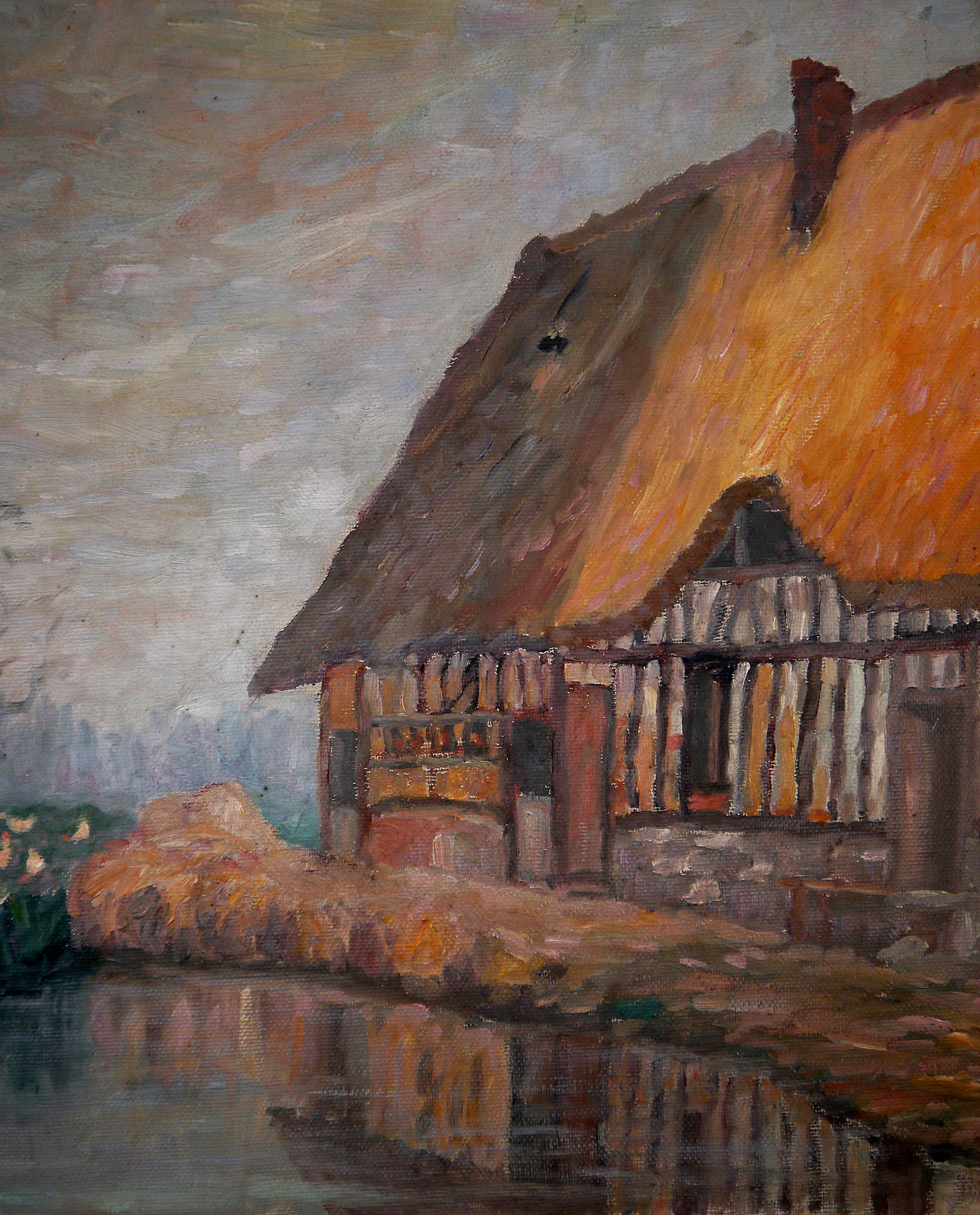  Landscape river and barn _  from Georges Gratigny 

Georges Gratigny was a French painter from XIX -XX. (1881-1970) Normandy
He was member of the society of Normans painters.
There are influence in his art of his friends André Hardy and Paul Emile