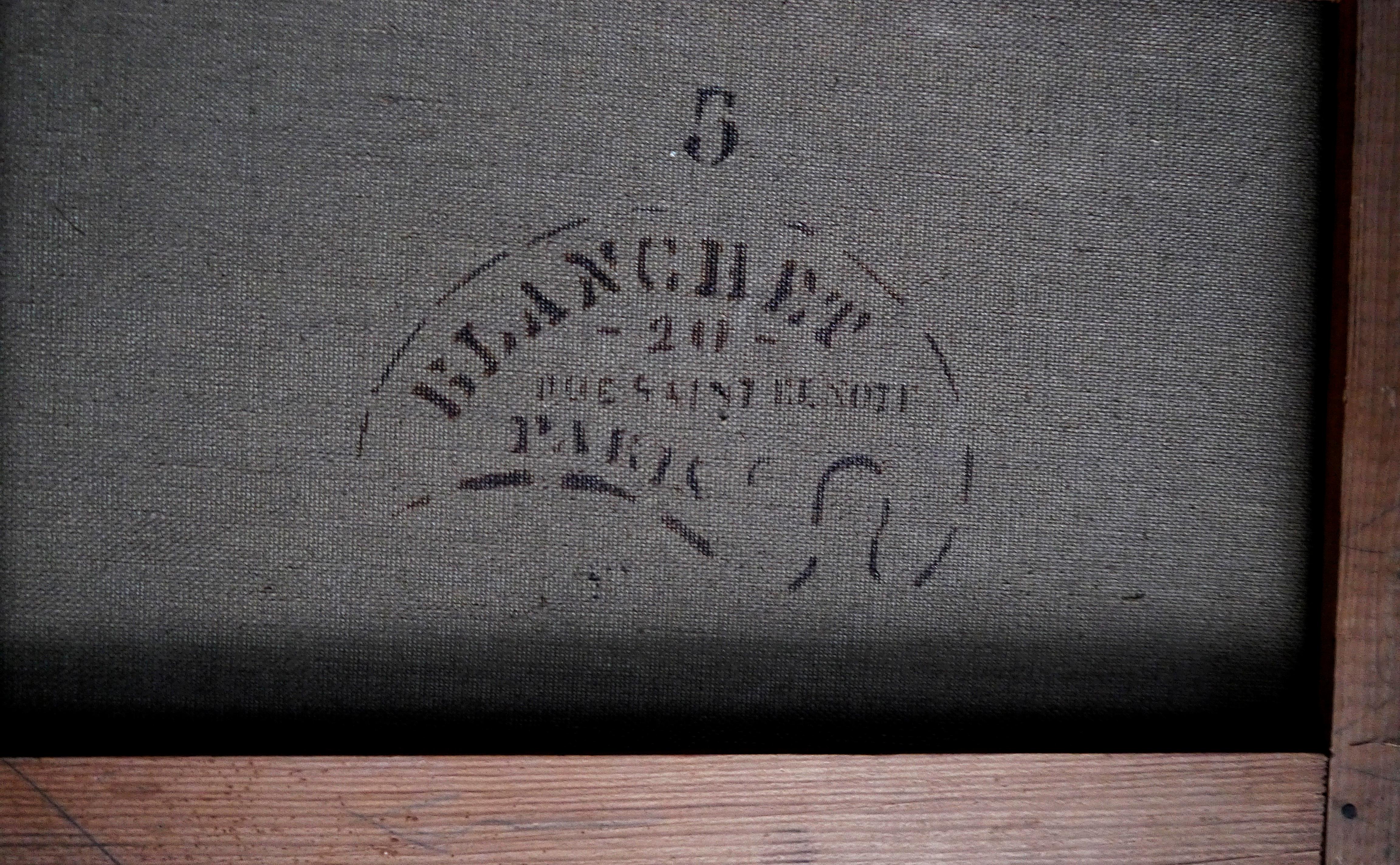 Siglo XX Paisaje postimpresionista francés Granero Pintura al óleo Firmada 5