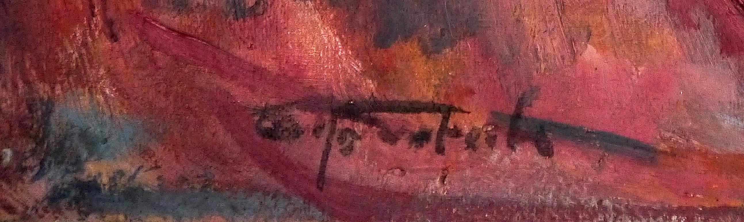 20th Century French Post Impressionist Nude on red couch Oil  Signed AUC 2