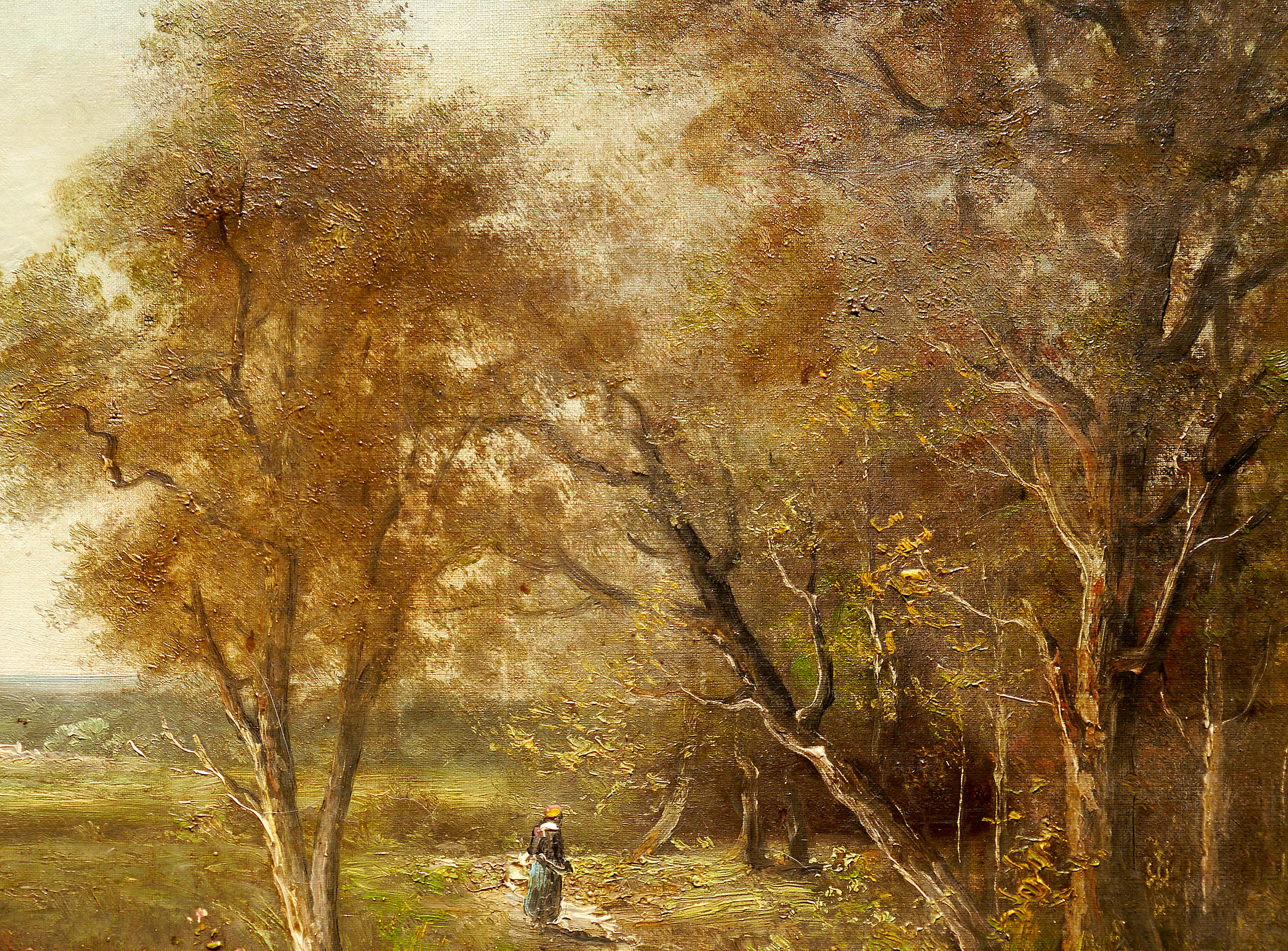 Scuola francese di Barbizon  paesaggio - Pittura ad olio Firmato - Painting Scuola di Barbizon di French School Old Masters