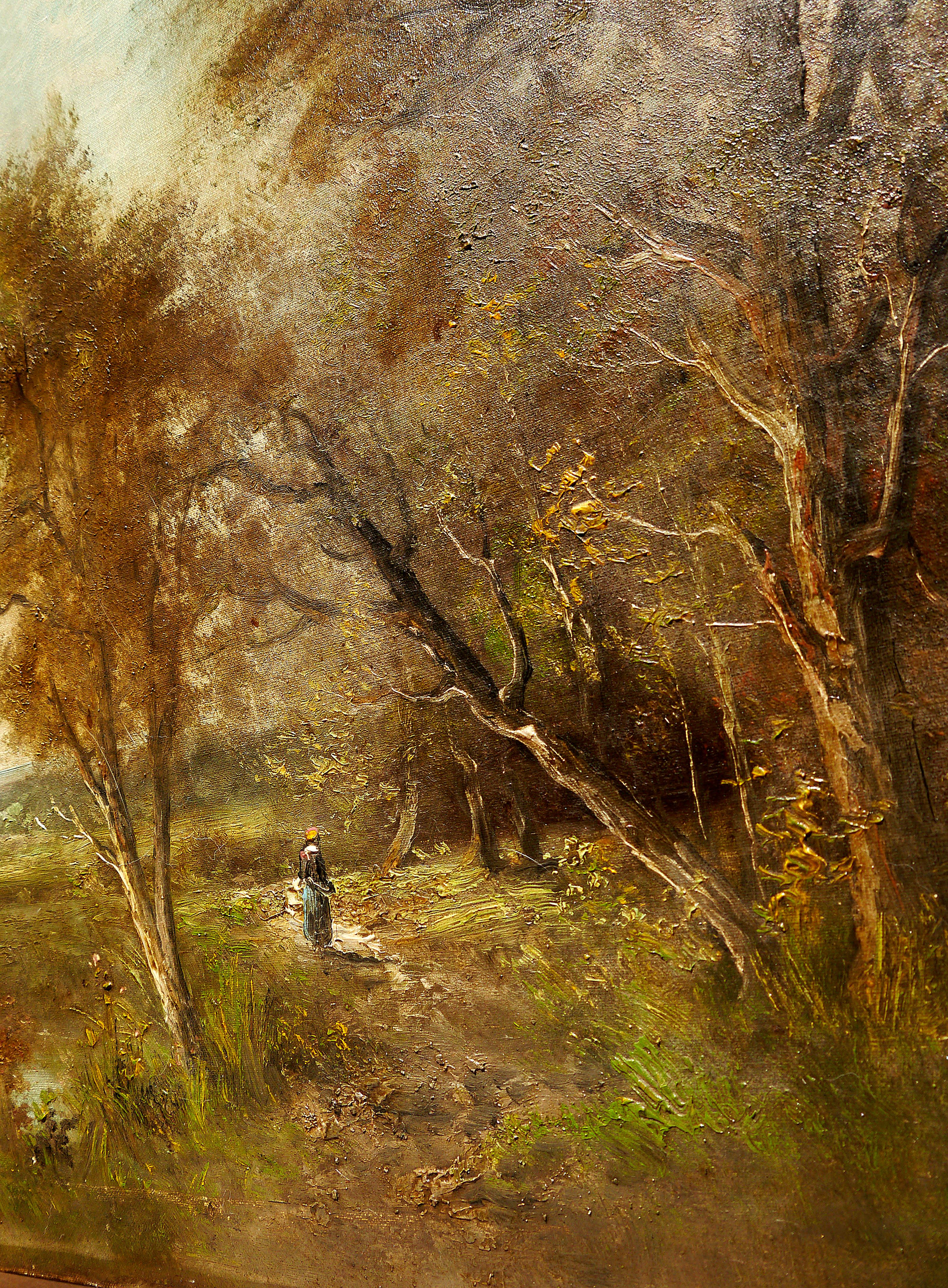 Scuola francese di Barbizon  paesaggio - Pittura ad olio Firmato 1