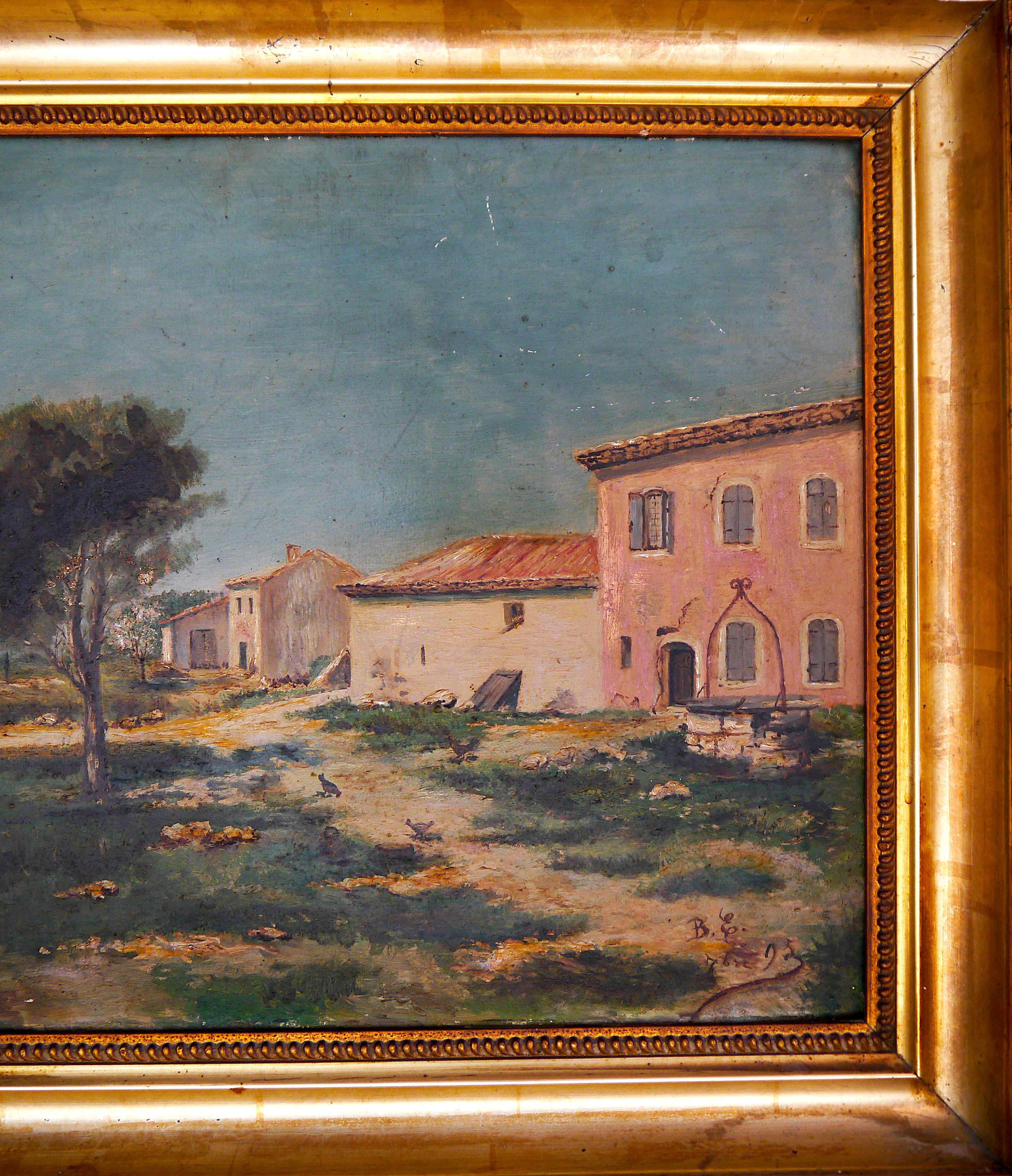 Quadro ad olio francese post-impressionista Provenza Fienile Firmato - Painting Impressionismo di French School Old Masters