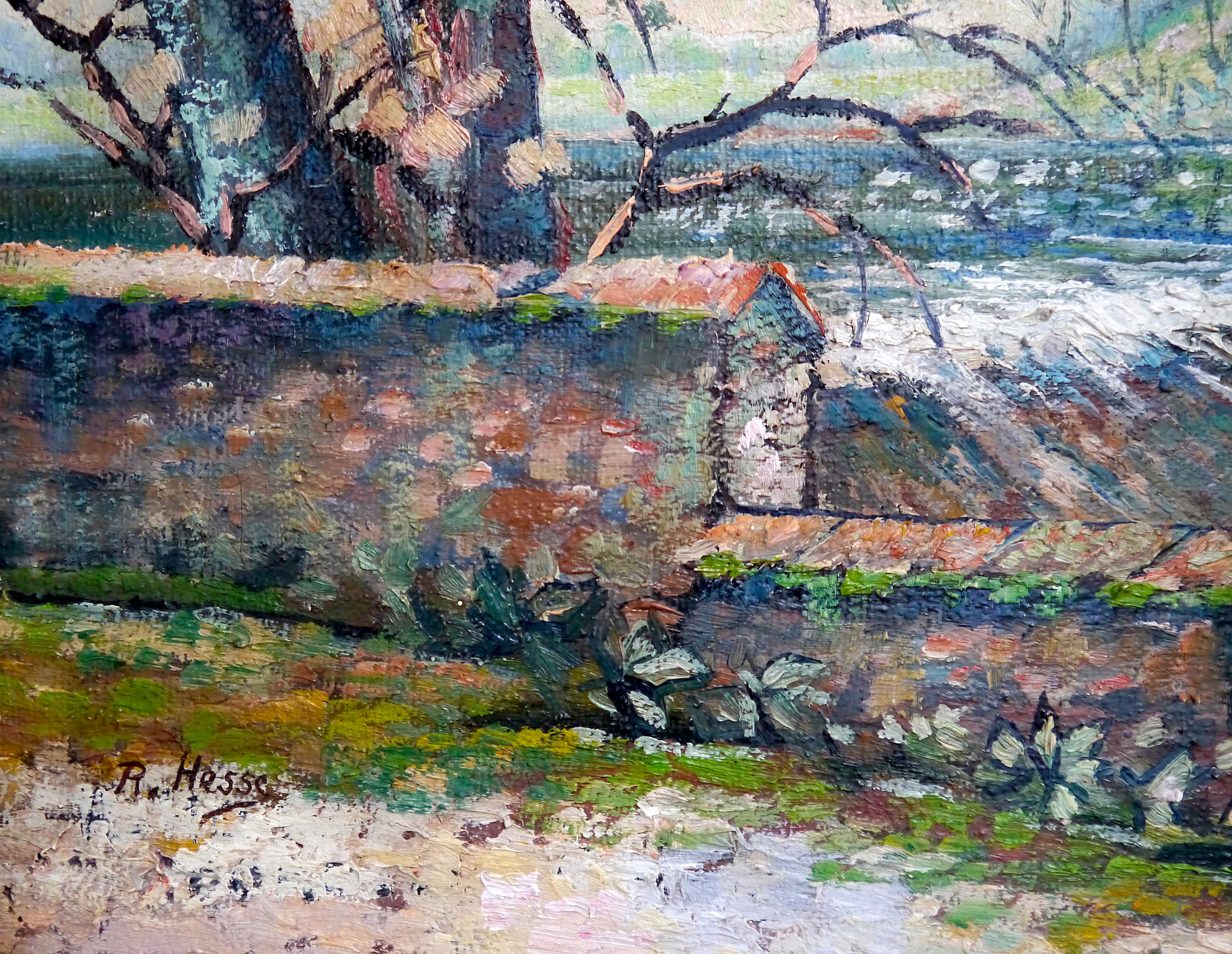 ➡️Landscape rural Watermill⬅️

Elle est signée René Jean HESS. Il est né à Nancy, en France, en septembre 1910 et est décédé dans la même ville en avril 2000. Il était une figure importante de la scène artistique lorraine, connue pour ses