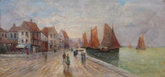 19th Century Brittany France Harbor Impressionist Landscape Scene