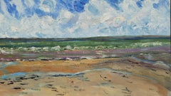 20th Century French Oil Painting A Breezy Day over the Coast