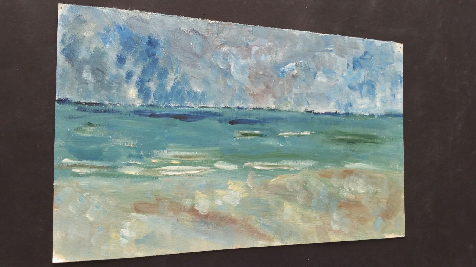 20th Century French Oil Painting A Storm Over the Sea For Sale 4