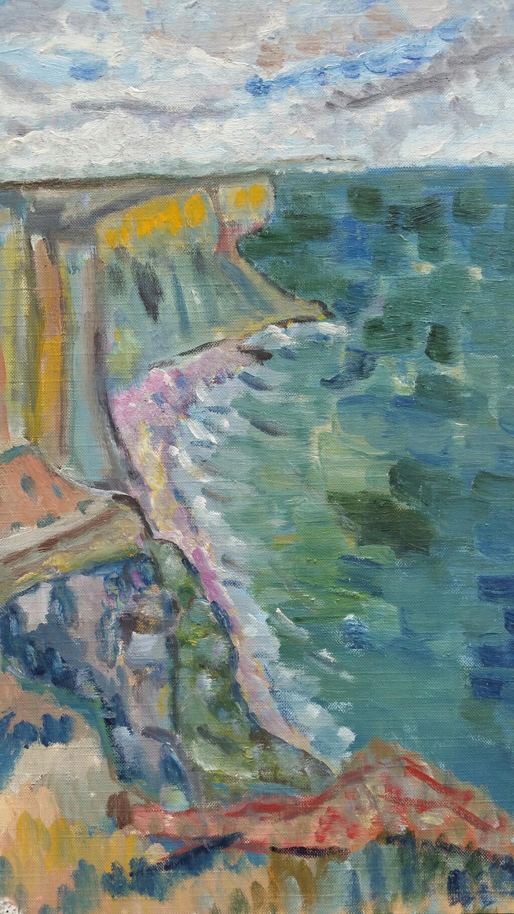 20th Century French Oil Painting A Summer French Coastline